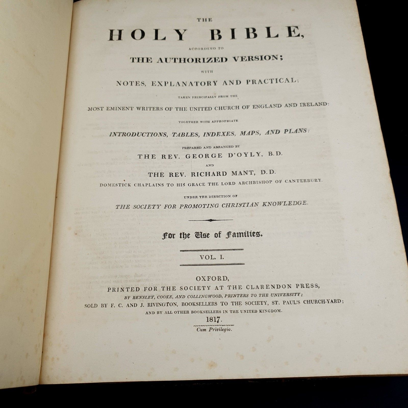 1817 D’oyly & Mant Holy Bible 1st Ed 3 Vol Set Quarto Oxford Clarendon Press photo Home Decor