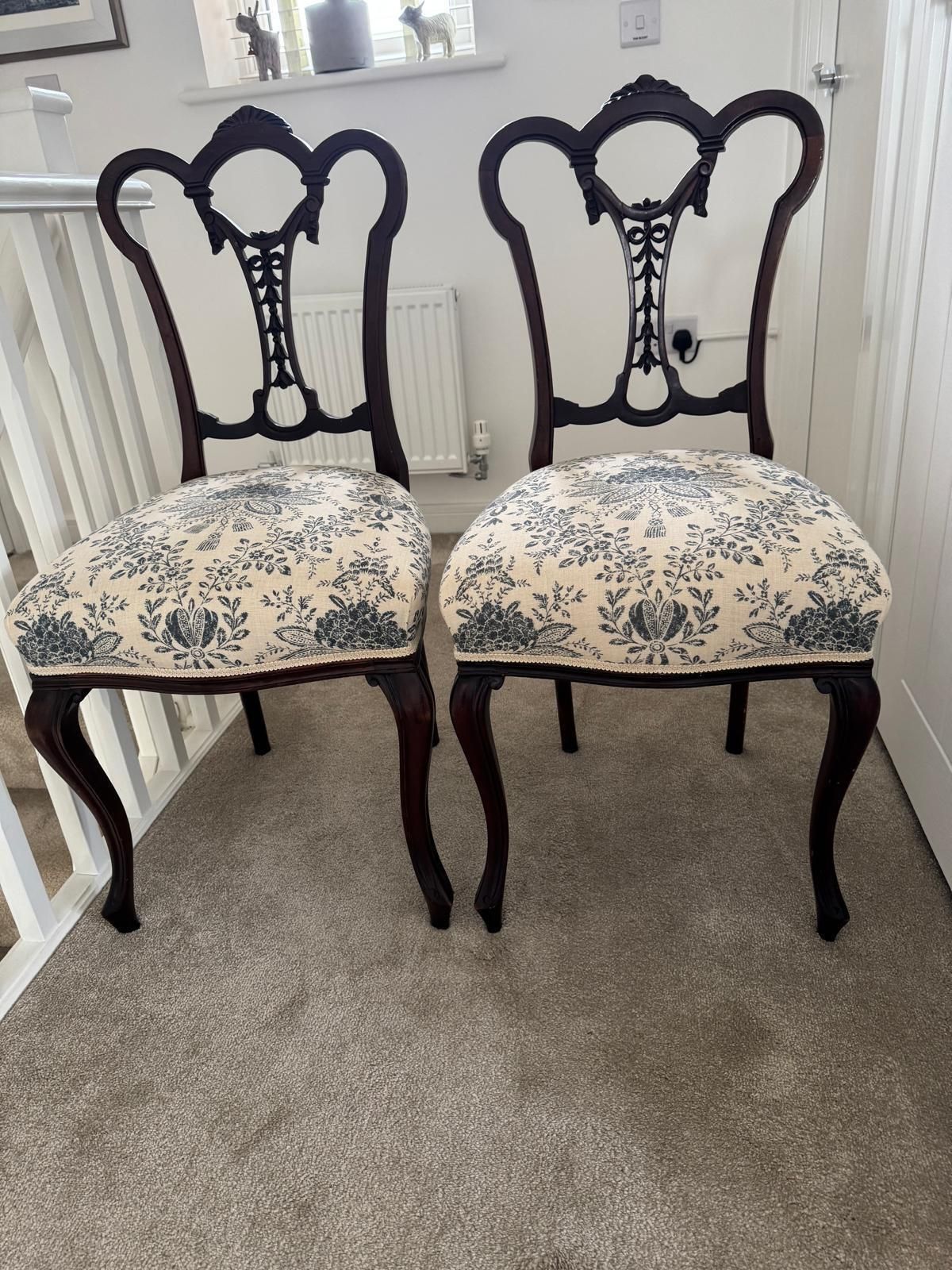 Pair Of Beautiful Carved Victorian Mahogany Dining Chairs photo furniture