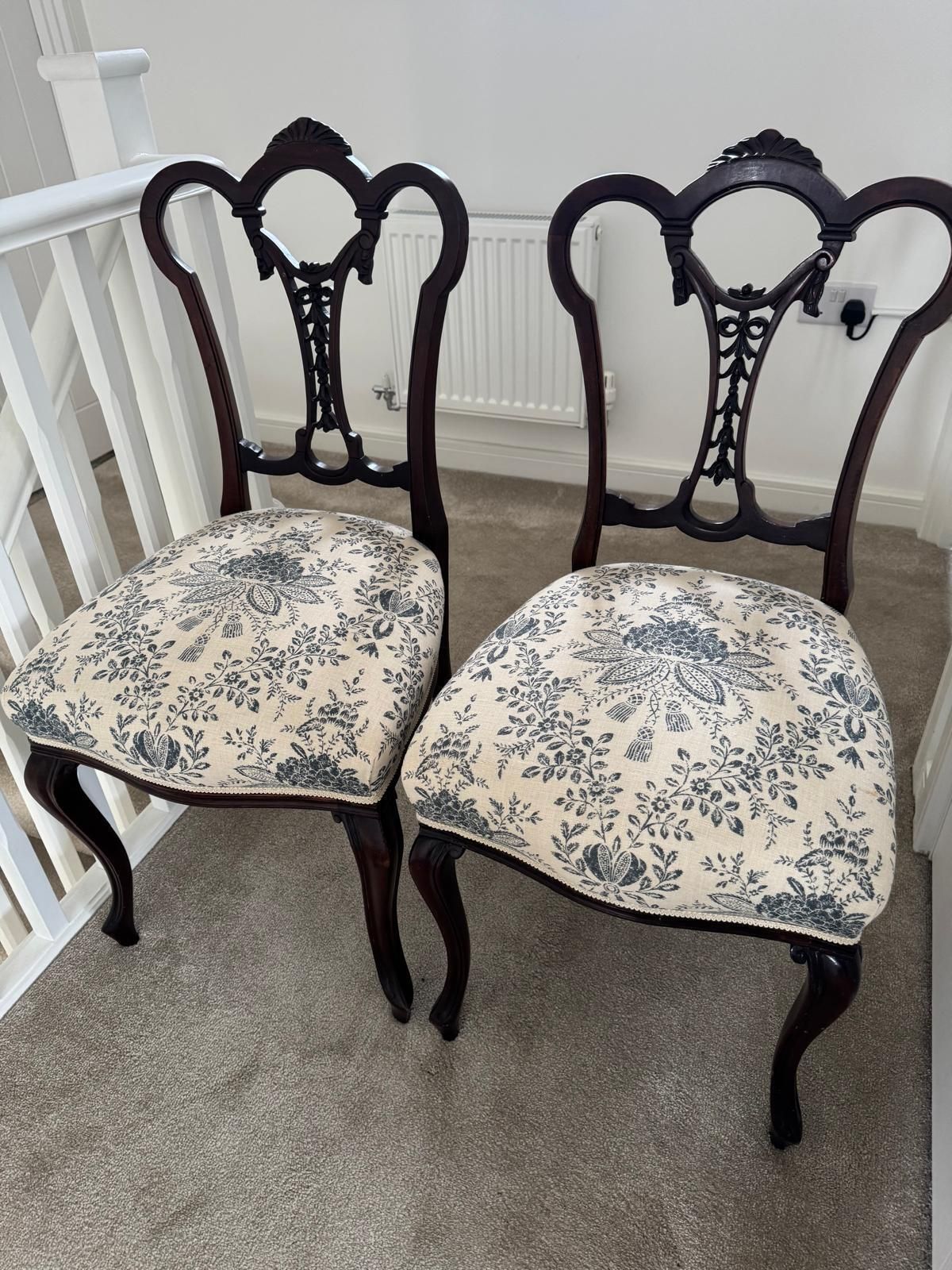 Pair Of Beautiful Carved Victorian Mahogany Dining Chairs photo Furniture