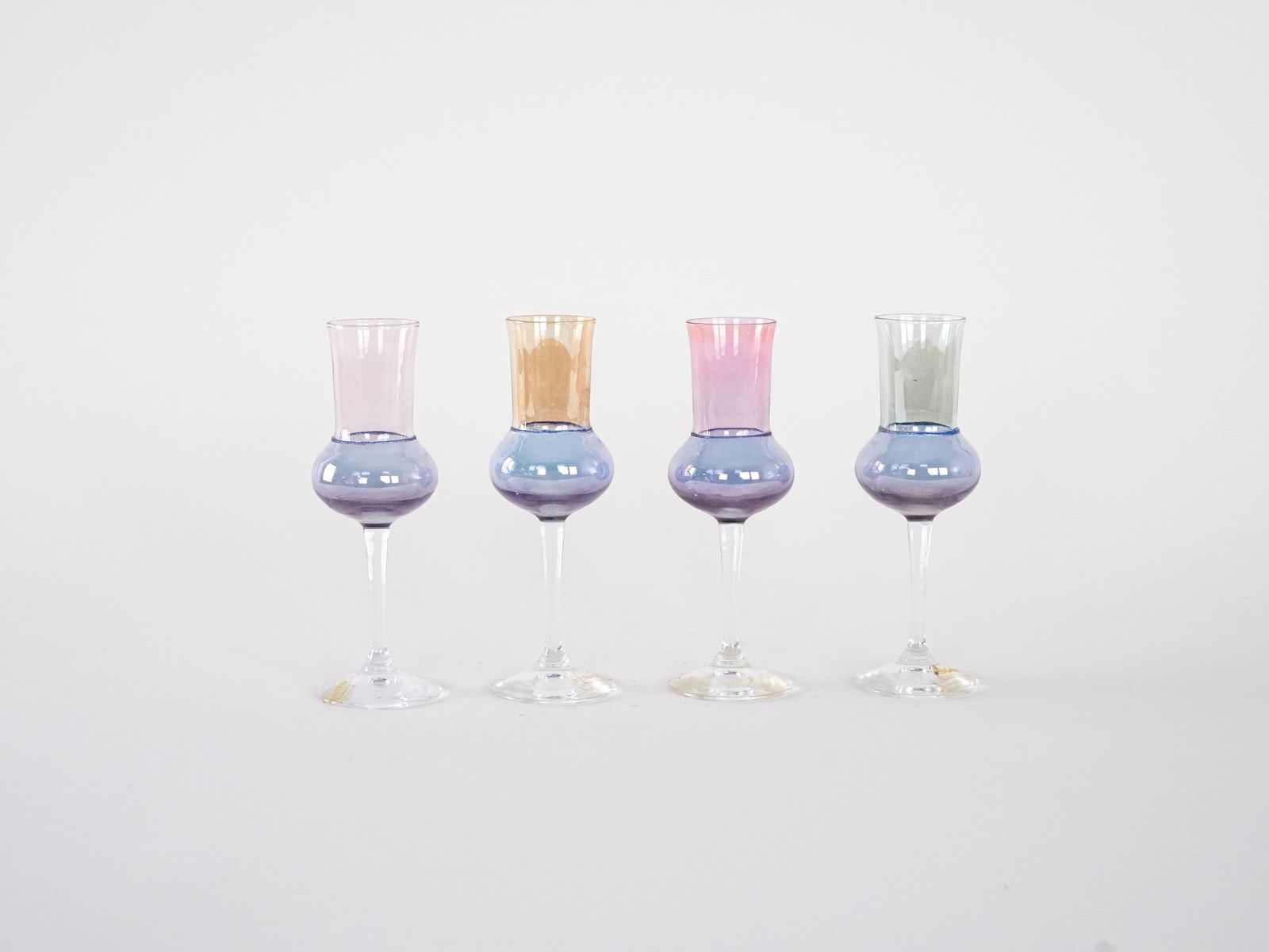 Set Of Pastel Coloured Glasses, Italian Design, 1970s, Made In Italy photo for sale