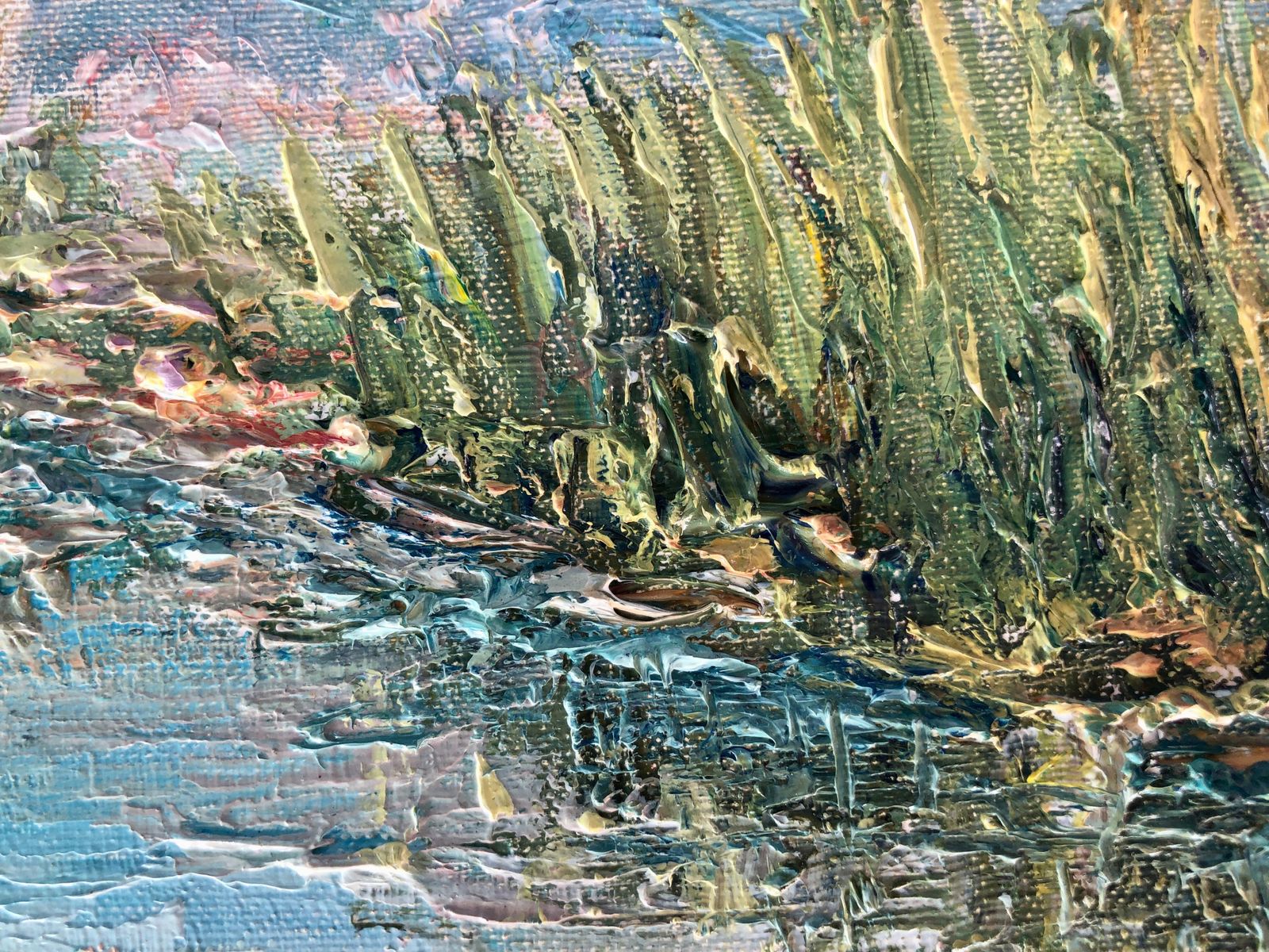 Angel Bertran Montserrat Mediterranean Marsh Landscape With Heavy Impasto Catalan Expressionist Oil Paint 1995s photo for sale