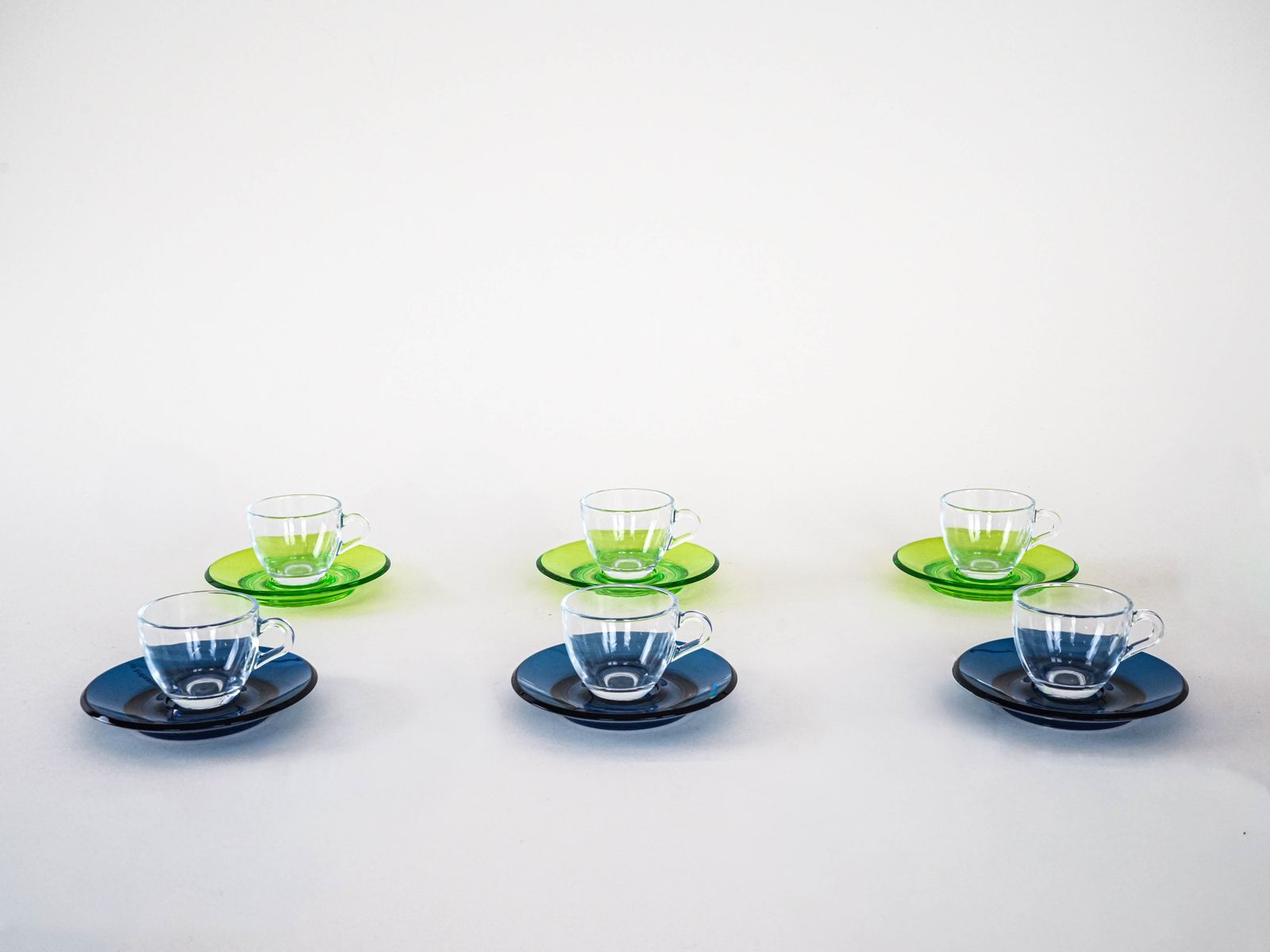 Set Of Glass Cups, Italian Design, 1970s, Manufactured By Fratelli Guzzini photo for sale