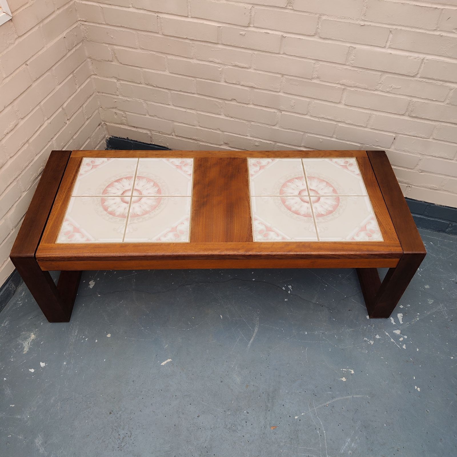 Danish Mid Century Teak Coffee Table With Ceramic Tile Top, 1970s photo for sale