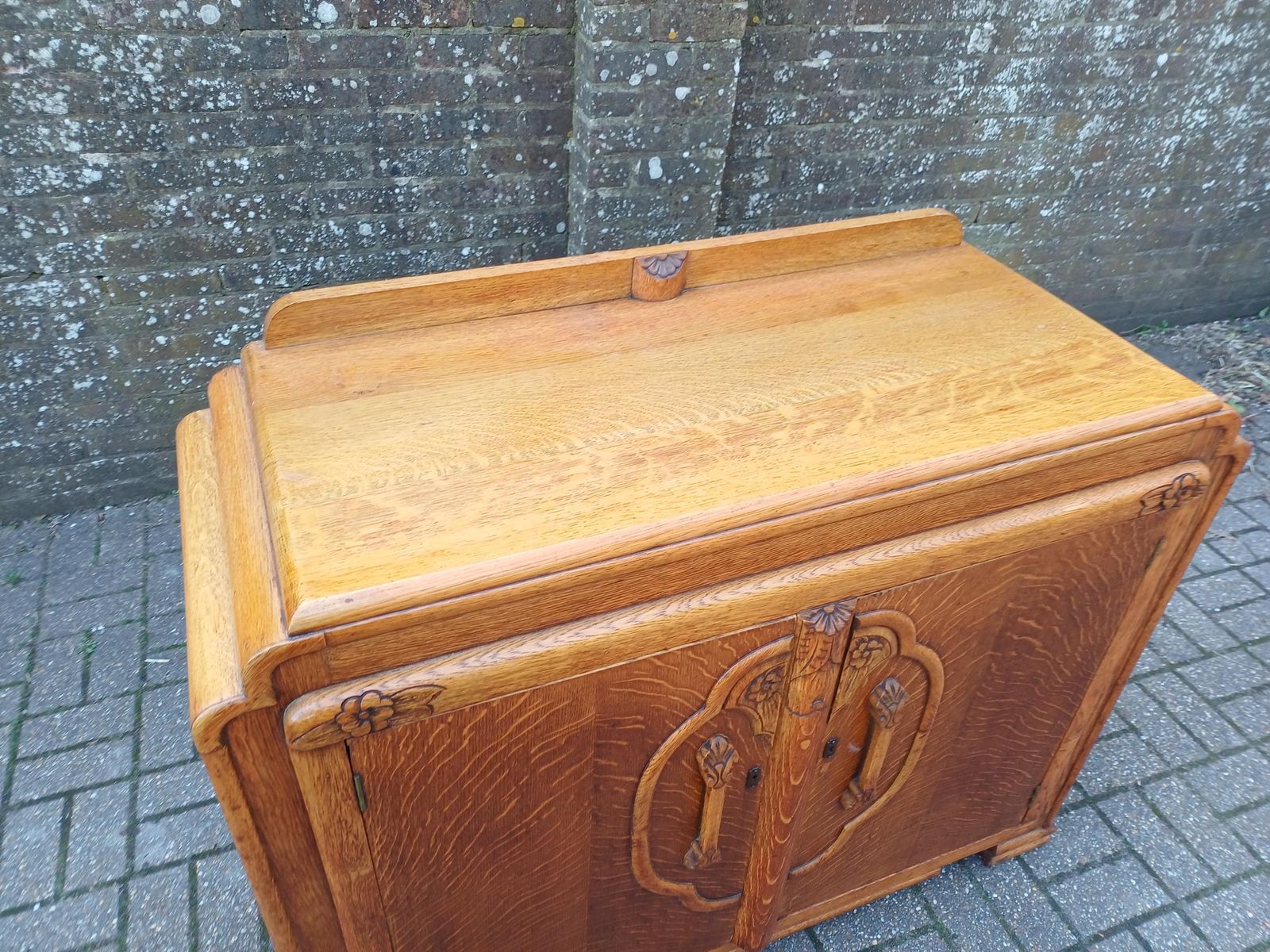 Art Deco Oak Sideboard Vintage Oak 1930s Oak Sideboard Retro Oak Storage Cabinet Art Deco Furniture photo Furniture