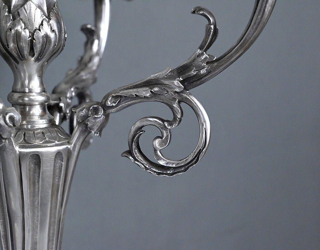 Pair Of Silvered Bronze Candelabra, Louis XVI Style – Late 19th Century photo buy