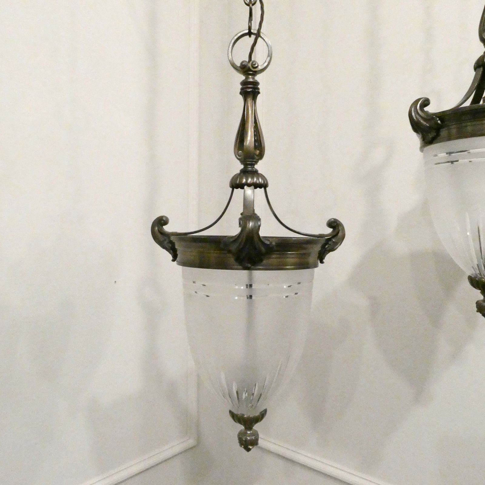 Pair Of Art Nouveau Bronze Pendant Lanterns Attributed To F&C Osler photo furniture