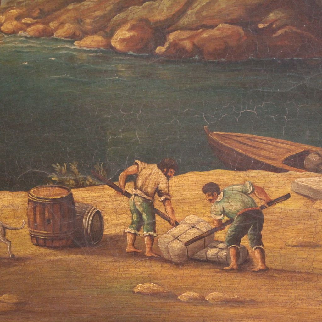 1400.0 20th Century Italian Painting Of A Harbor View photo