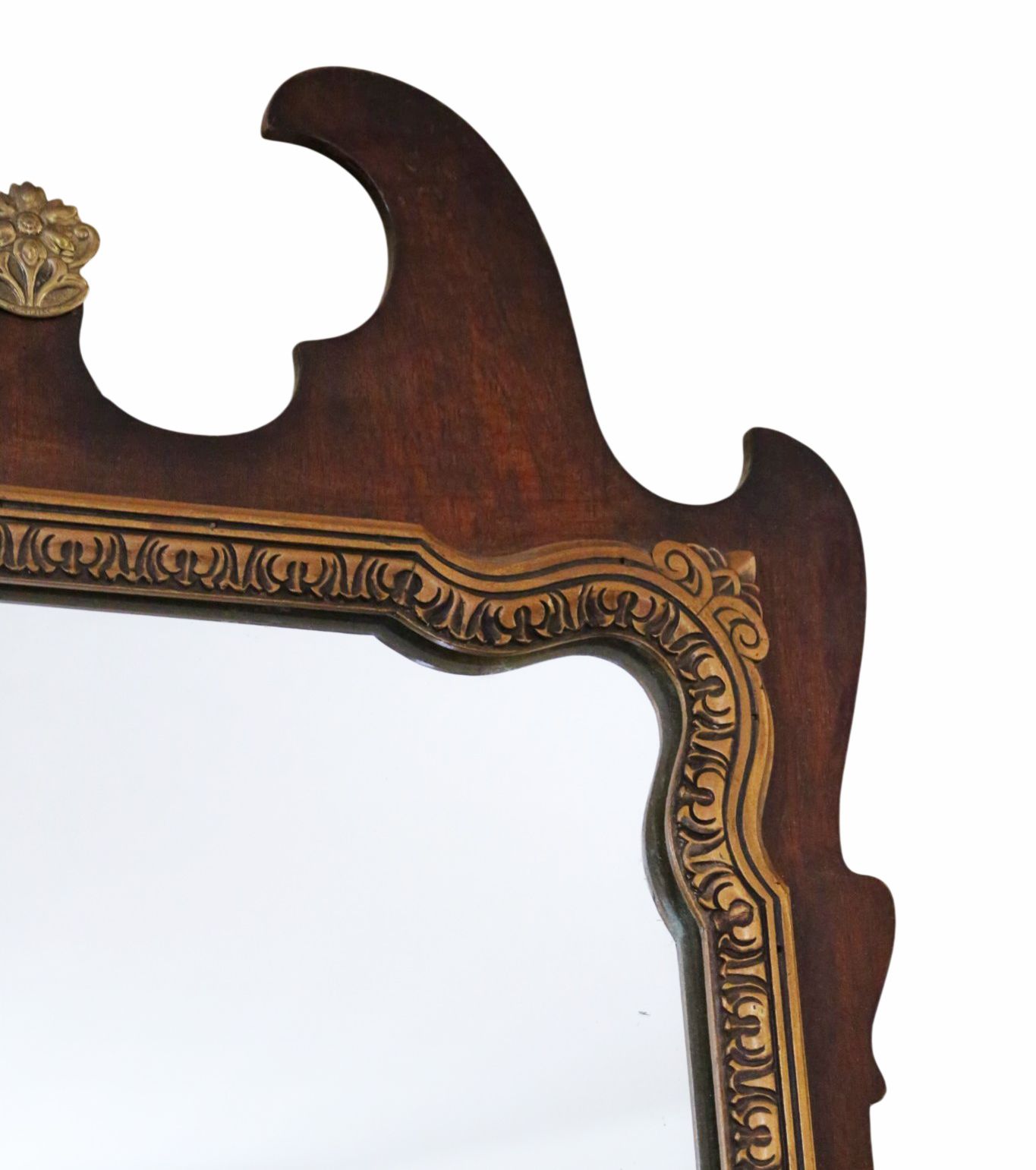 Antique C.1920 Overmantle Wall Mirror – Gilt & Mahogany Veneer, Quality photo 795.0