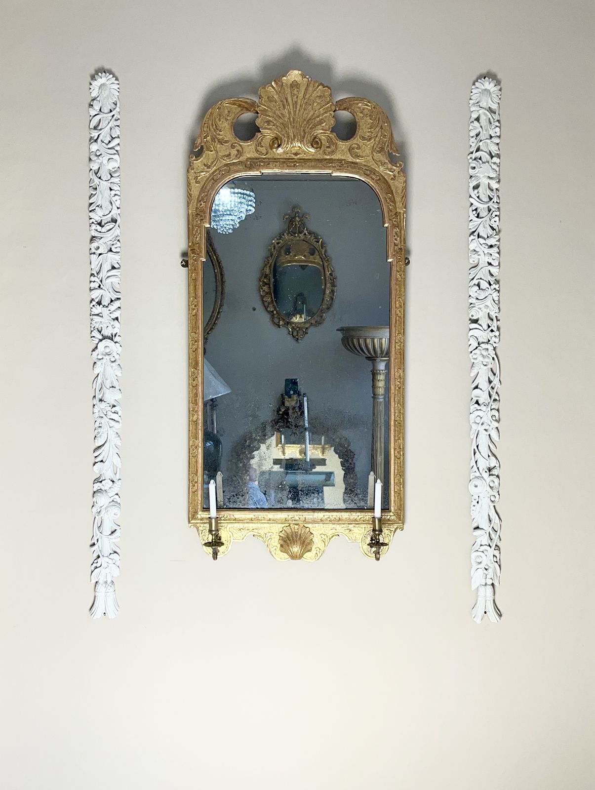 A Decorative Pair Of 19th Century Carved And Painted Wall Drops