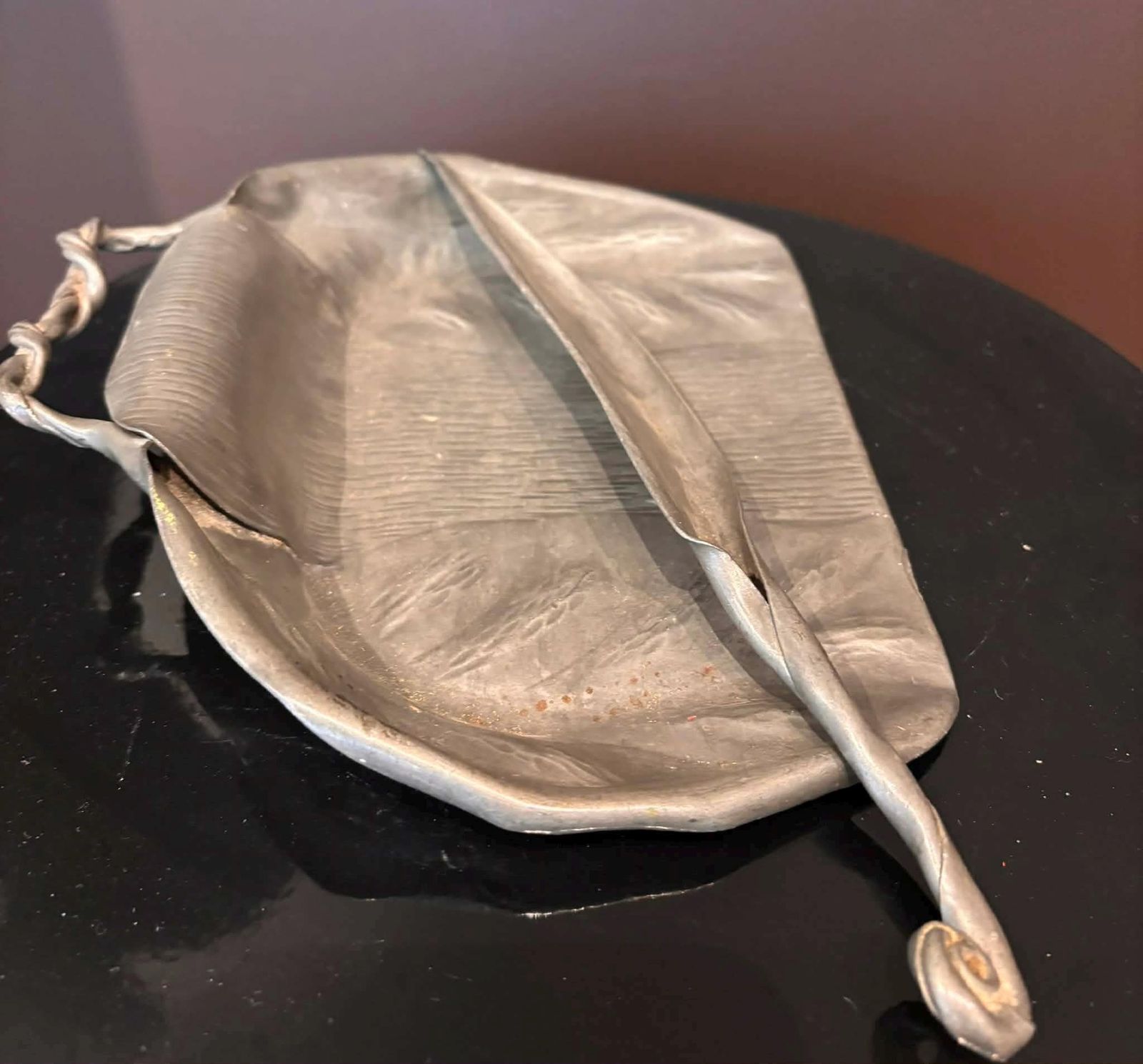 Antique French Art Nouveau Pewter Crumb Tray Scoop Hand Hammered Repoussé Paris C.1910 photo buy