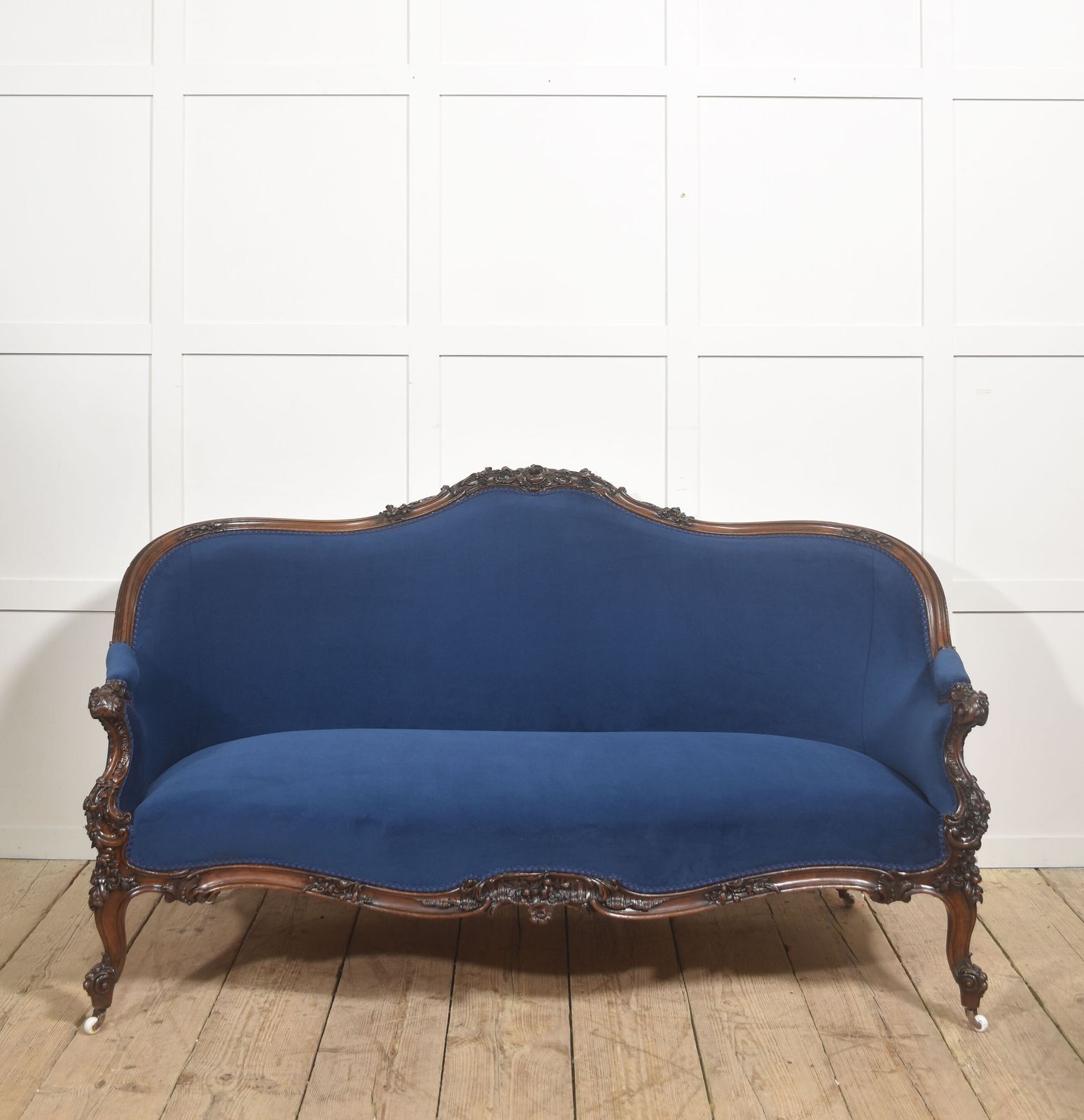 19th Century Carved Walnut Settee
