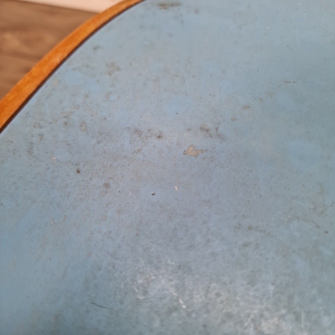 Vintage Bentwood Dining Chair Blue Vinyl Seat Retro Wood Kitchen Mid Century photo 60.0
