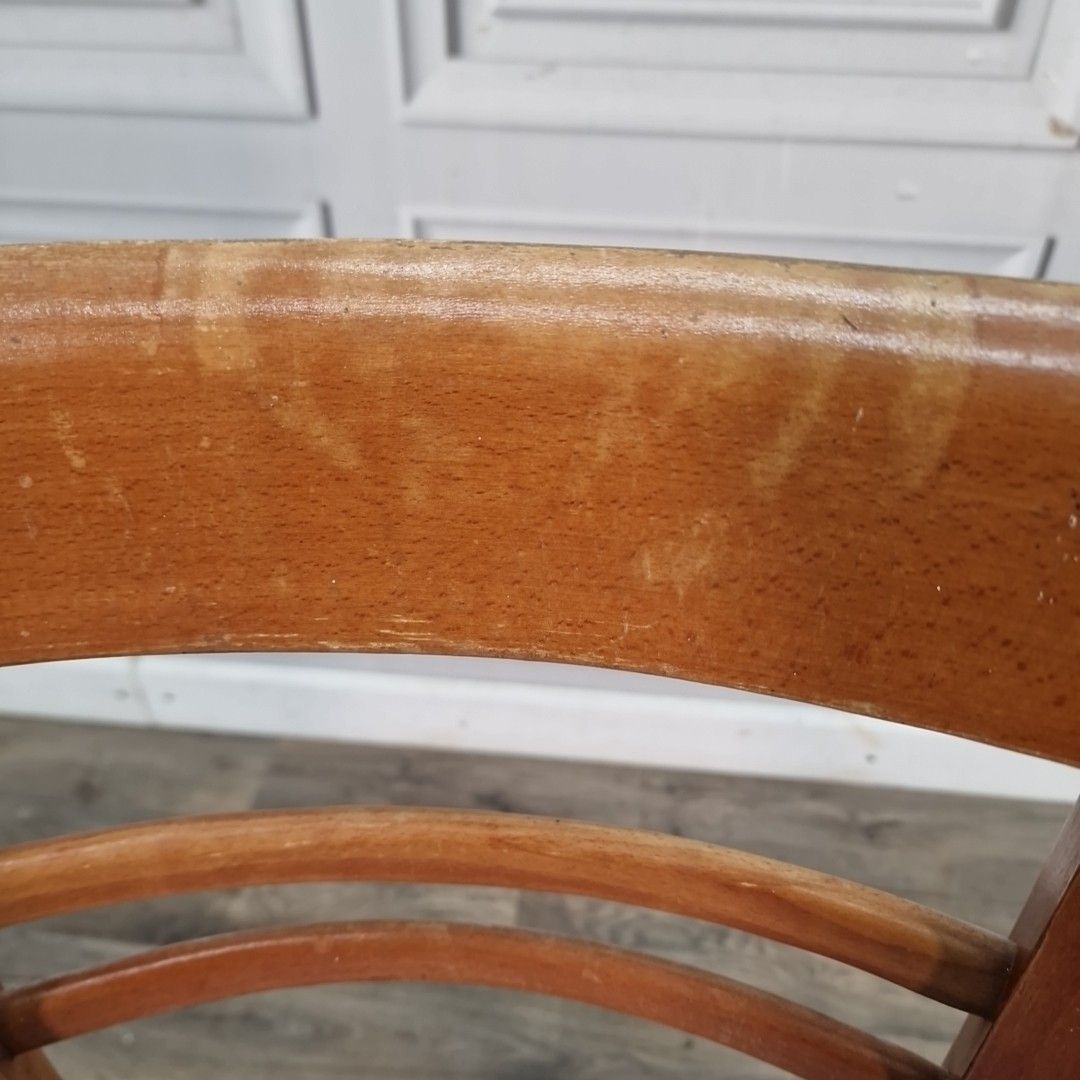 Vintage Bentwood Dining Chair Blue Vinyl Seat Retro Wood Kitchen Mid Century photo vintage