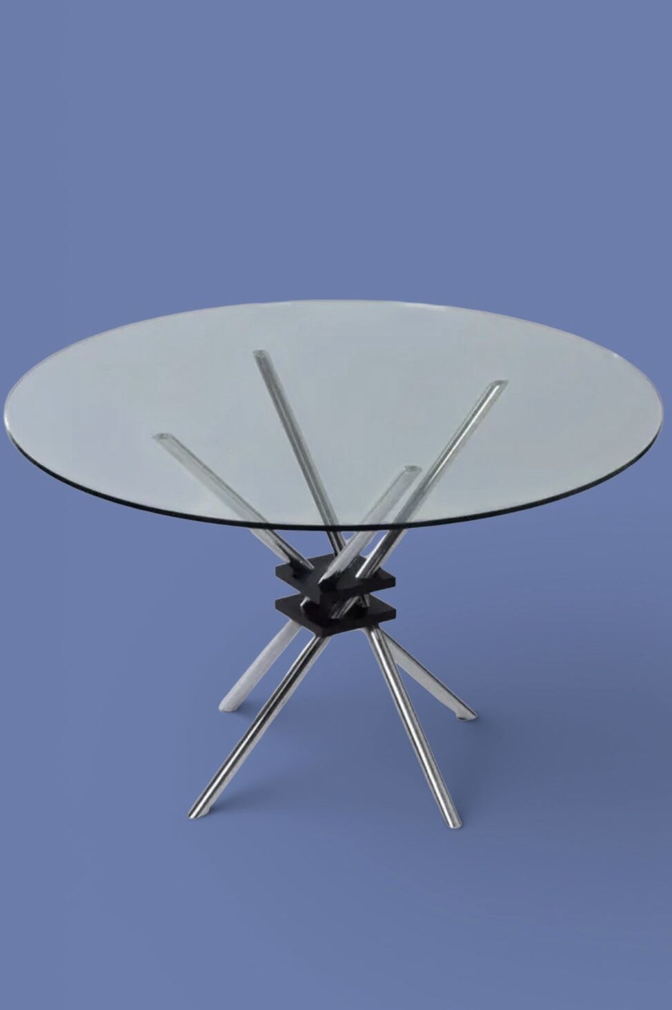 Alivar Round Glass & Chrome Dining Table Designed By Takehiko Mizutani For Bauhaus, Model 459   1980s photo Furniture