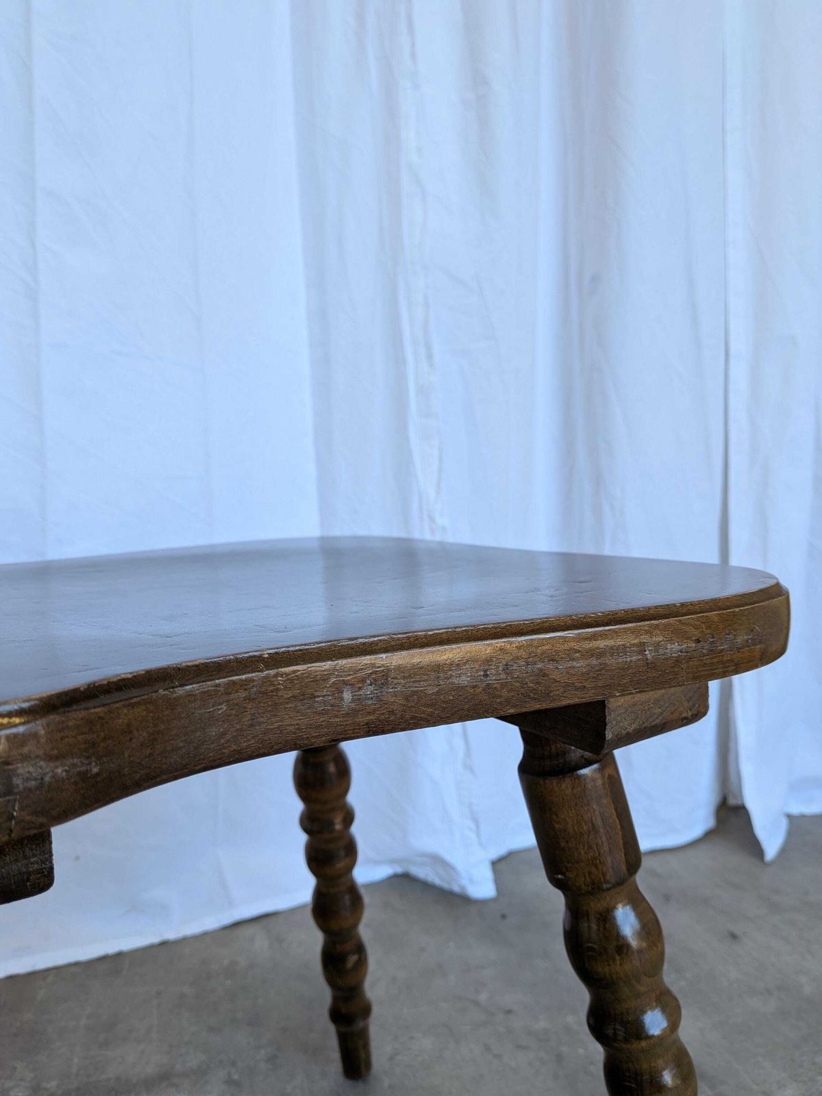 276.0 Vintage Tyrolean Heart Cutout Wooden Dining Chair / Dark Brown Wood / Bobbin Turned Legs photo