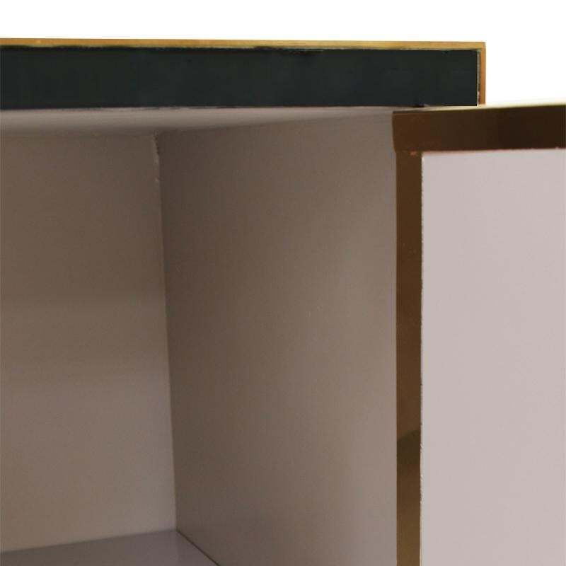 photo vintage Pair Of Italian Sideboards With Colored Glass And Solid Wood Frame, 1950s