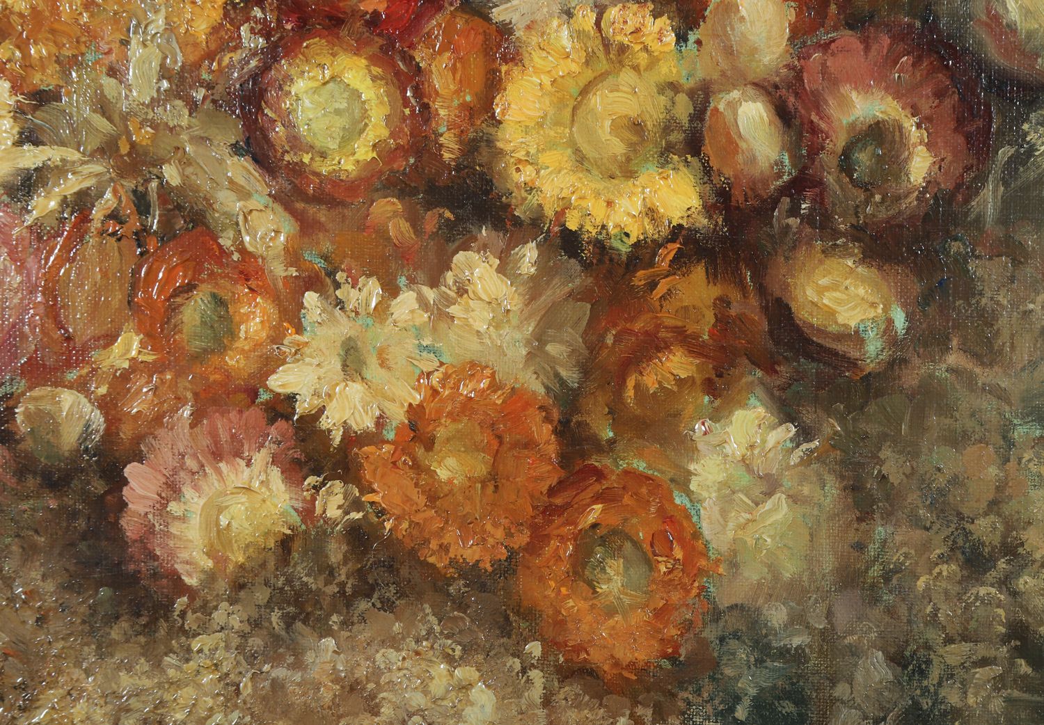 photo buy Large Mid Century Belgium Impressionist Oil Painting Of A Floral Display By Amile Coppieters (Circa 1961)