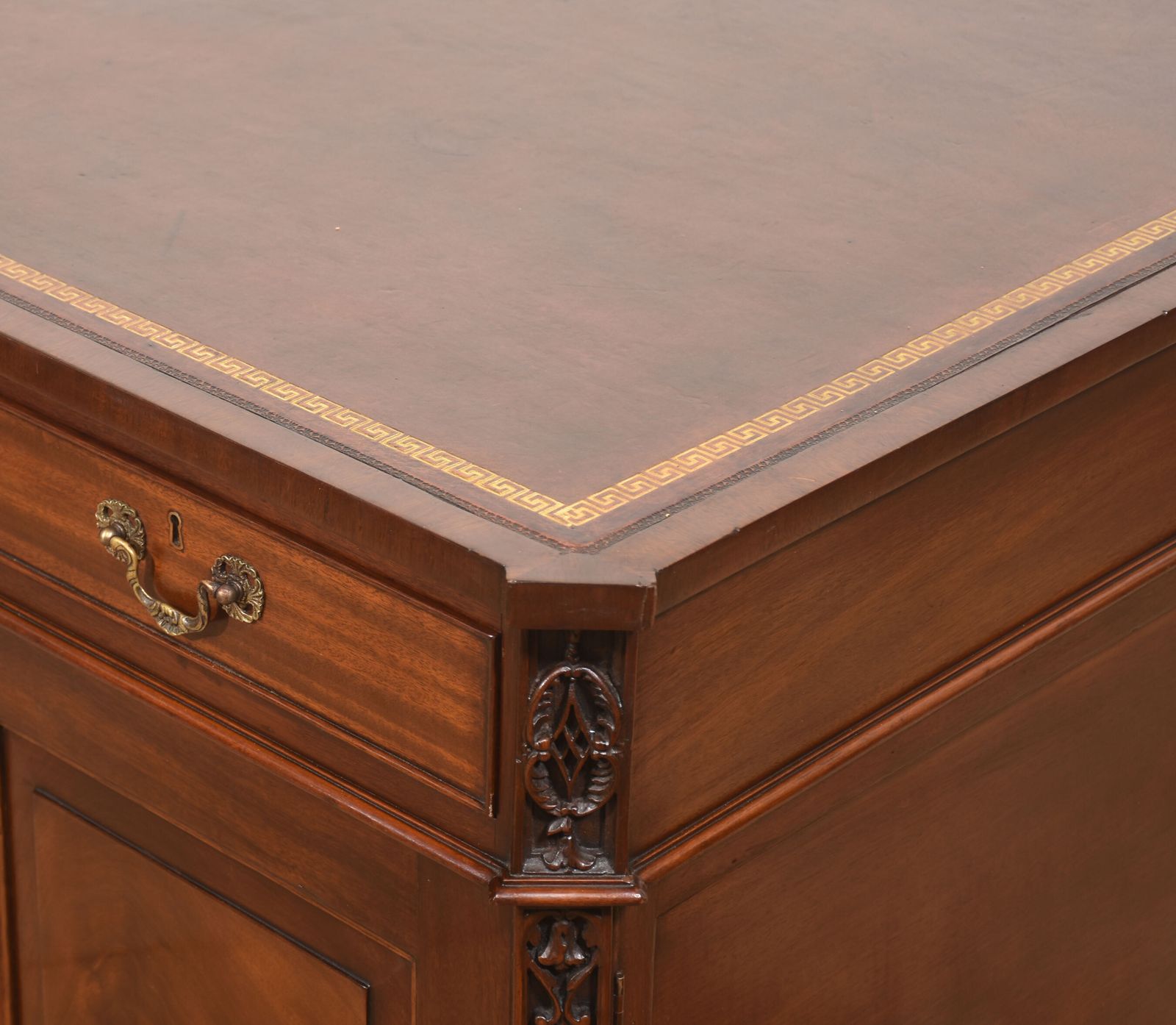 Mahogany Partner’s Pedestal Desk With Tooled Leather Top photo buy