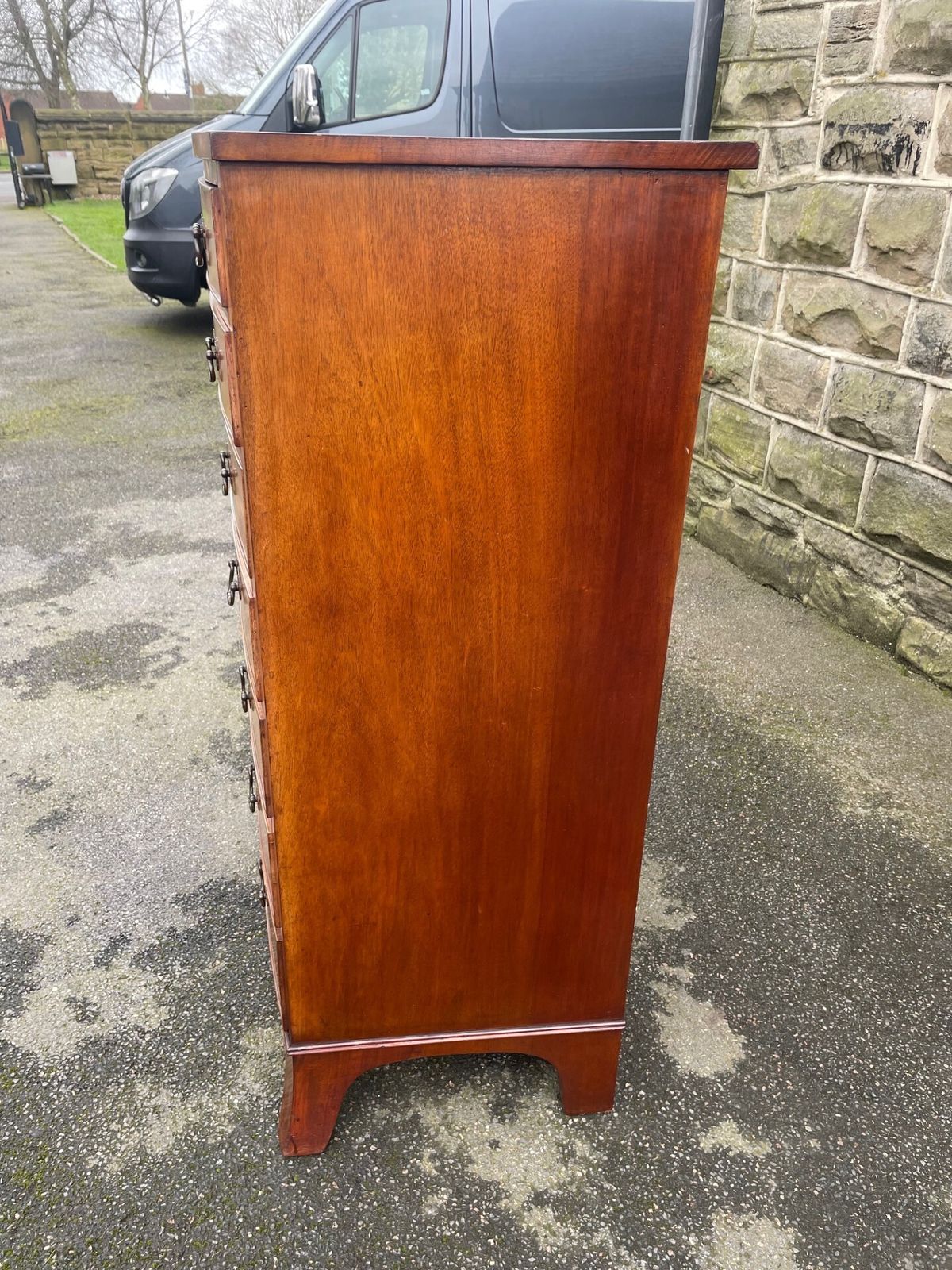 photo furniture Antique Mahogany Walnut Bow Front 7 Height Chest Draws