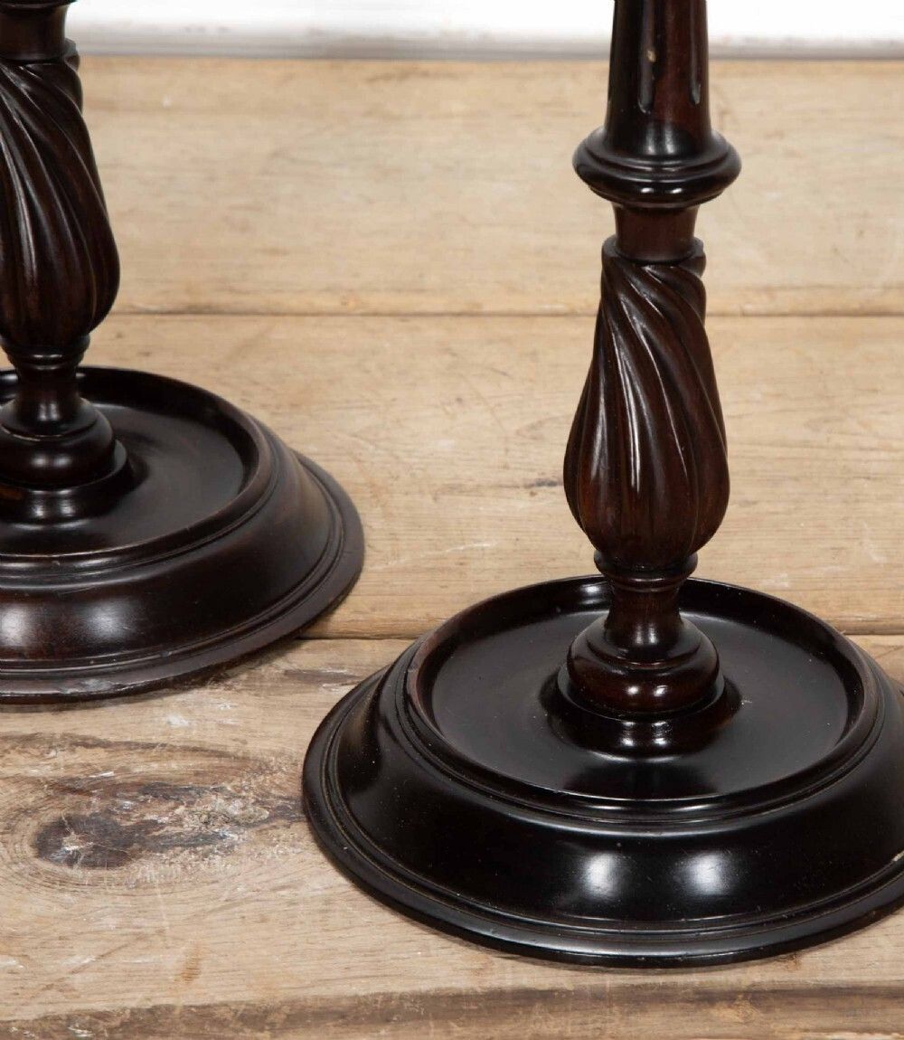 Large Pair Of 19th Century English Mahogany Candlesticks photo furniture