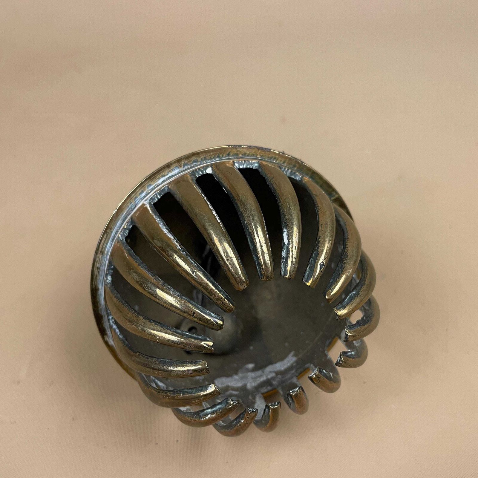 Vintage Indian Brass Gold Temple Bell Bidri Style Hand Engraved Mughal Design Ornate Bell Mid Century Decorative Collectible Enamel Metal photo buy
