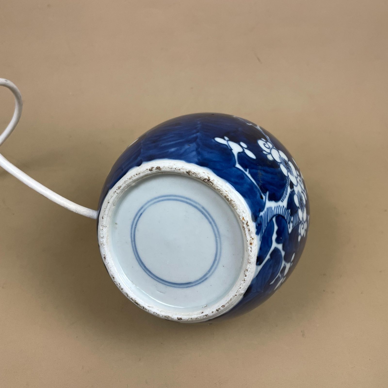 Oriental Ceramic Lamp Light Bedside Table Hand Painted Floral Prunus Design Pattern Chinese Ginger Jar Vase Blue White Antique Round photo 95.0