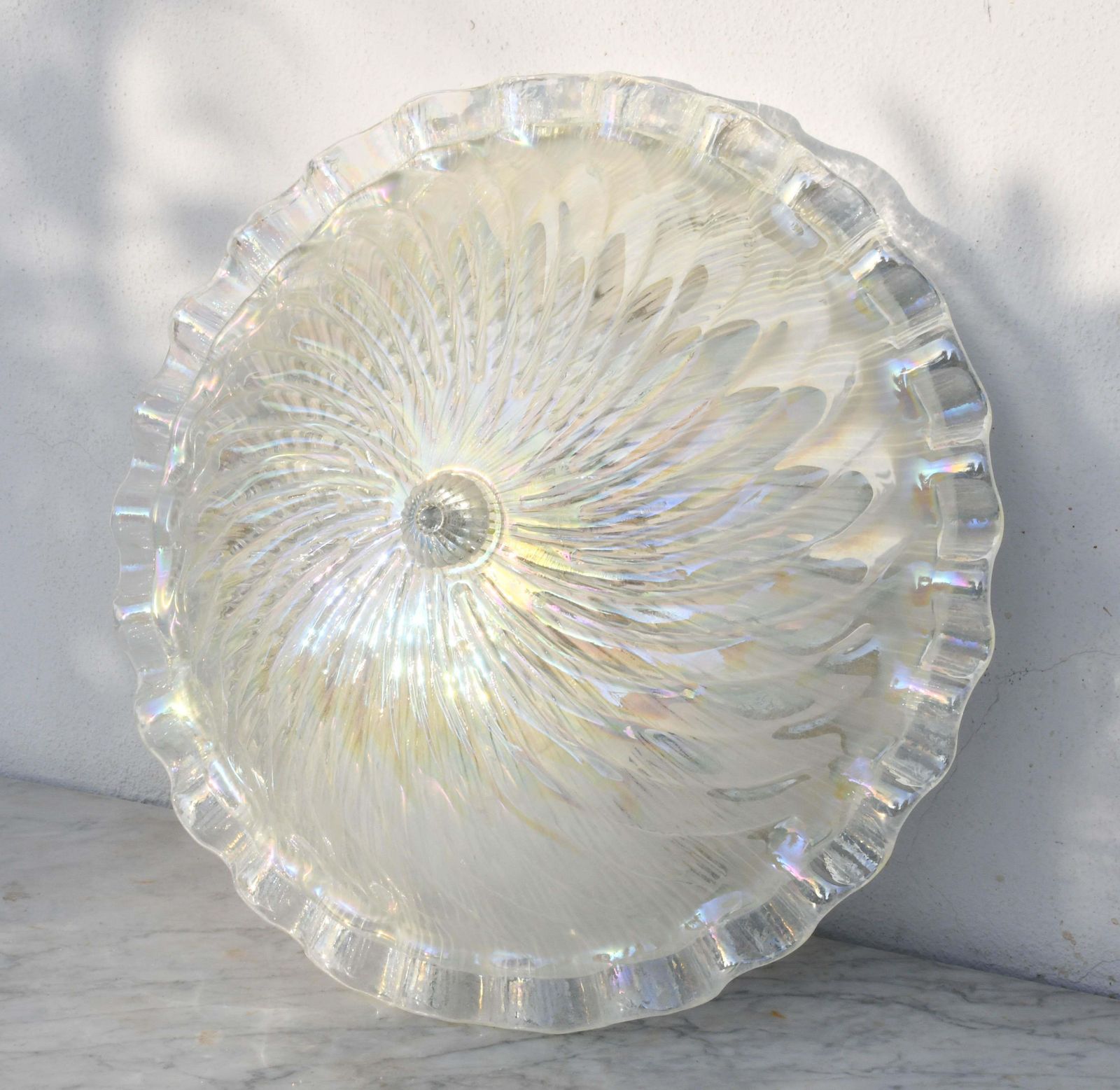 Lovely Italian Iridescent Murano Glass Ceiling Fixture, Murano, 1970 photo for sale