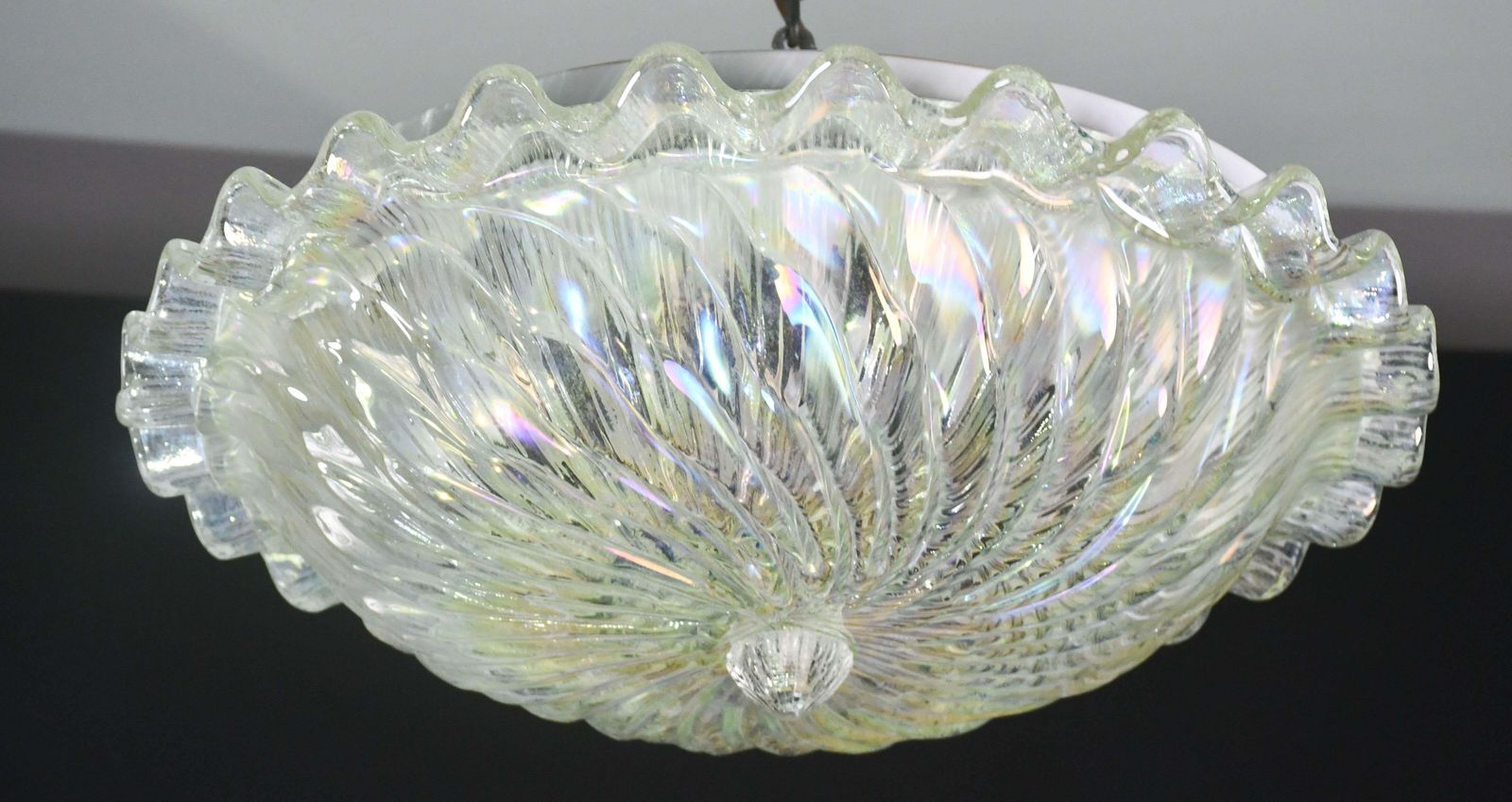 photo for sale Lovely Italian Iridescent Murano Glass Ceiling Fixture, Murano, 1970
