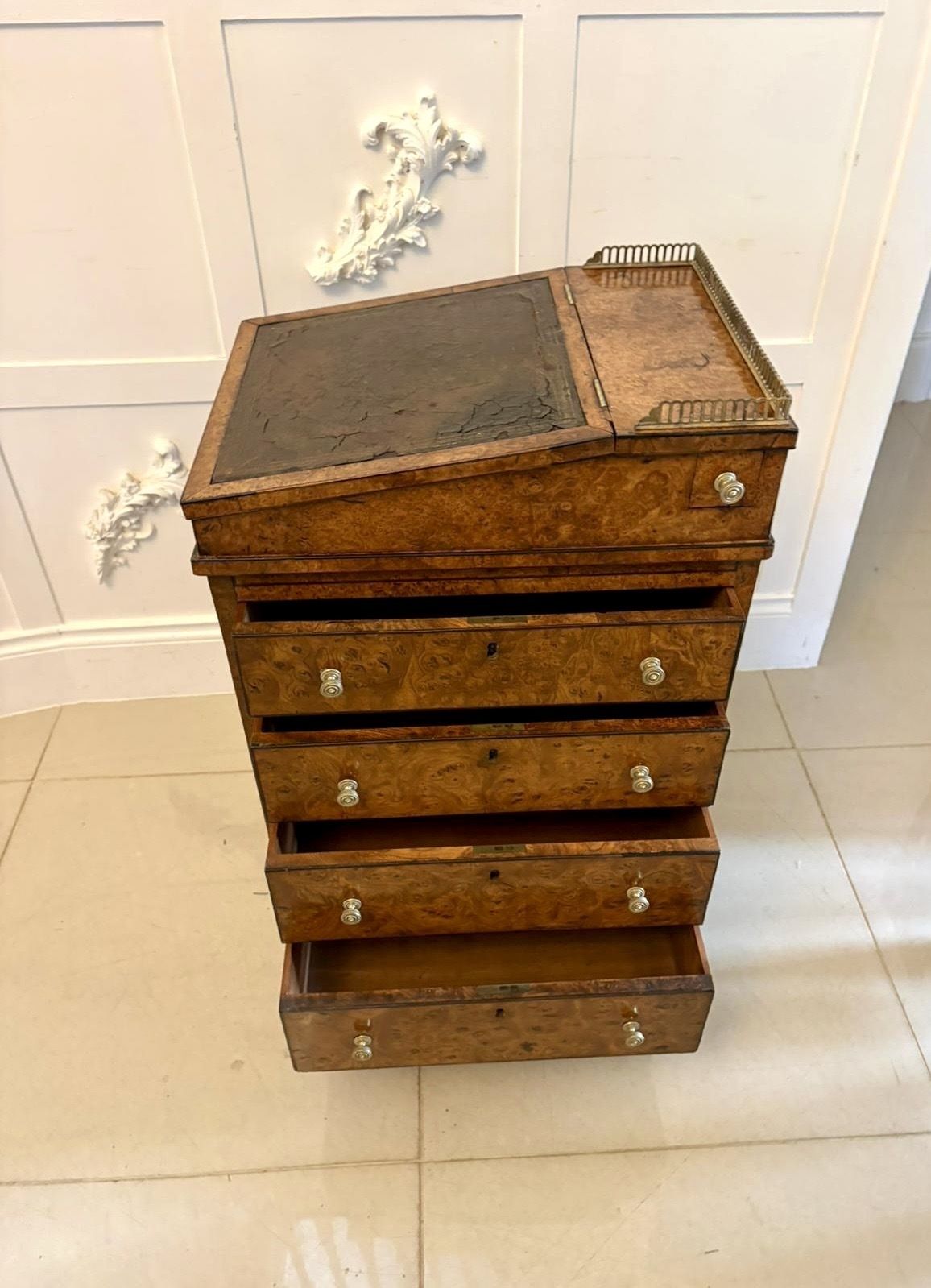 Antique George III 18th Century Quality Pollard Oak Slide And Turn Top Davenport Desk photo furniture