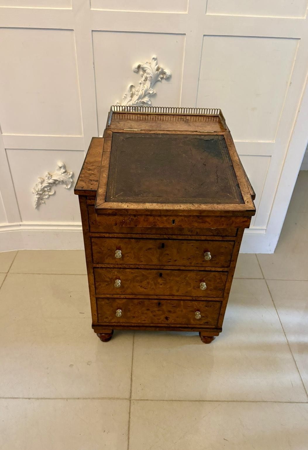 Antique George III 18th Century Quality Pollard Oak Slide And Turn Top Davenport Desk photo vinterior