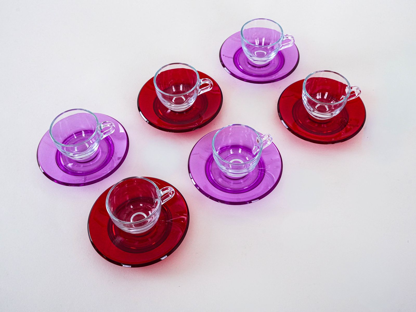 Home Decor Set Of Glass Cups, Italian Design, 1970s, Manufactured By Fratelli Guzzini photo