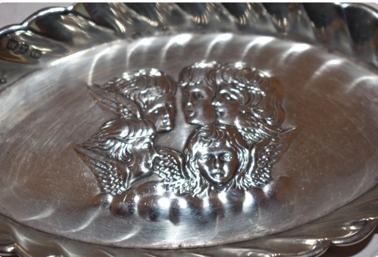 photo furniture Antique Silver Tray 1897    Stunning Reynolds Angels Pin Dish 27gms Hallmarked Henry Matthews
