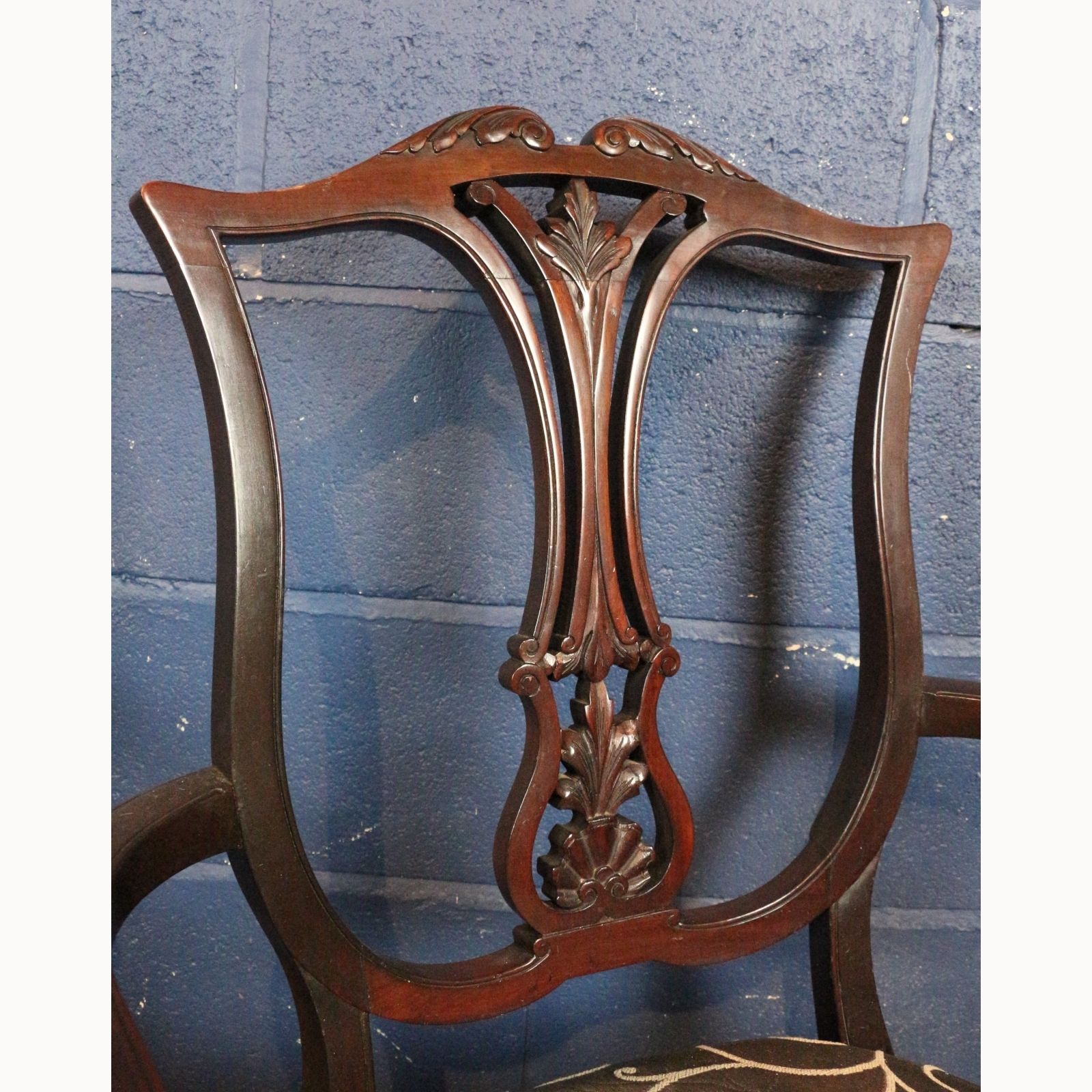 A Pair Of Victorian Carved Mahogany Open Arm Chairs Raised On Cabriole Legs photo for sale