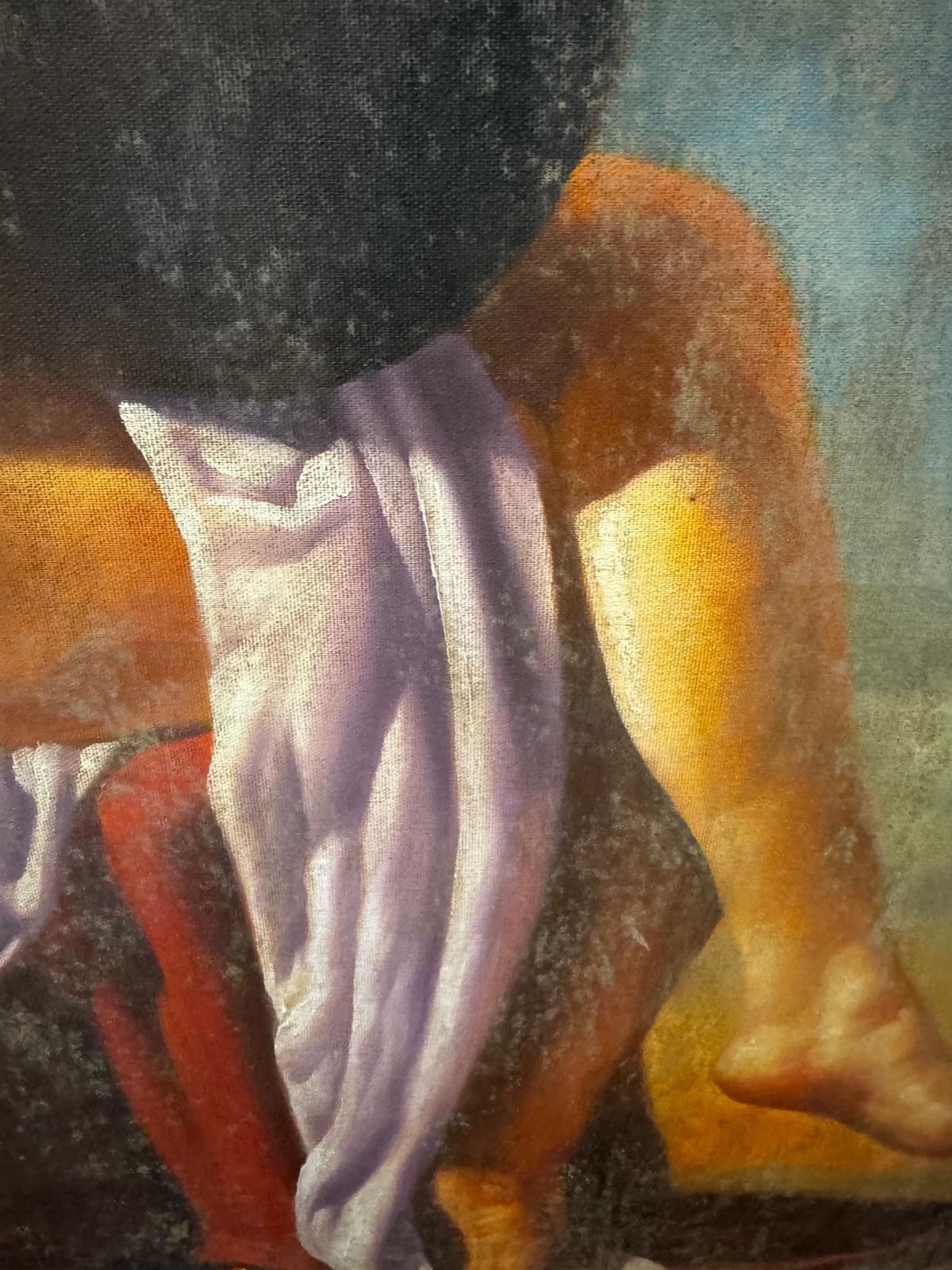 Woman Playing A Lute Oil On Canvas Tomasz Rut, Poland 1961 photo 650.0