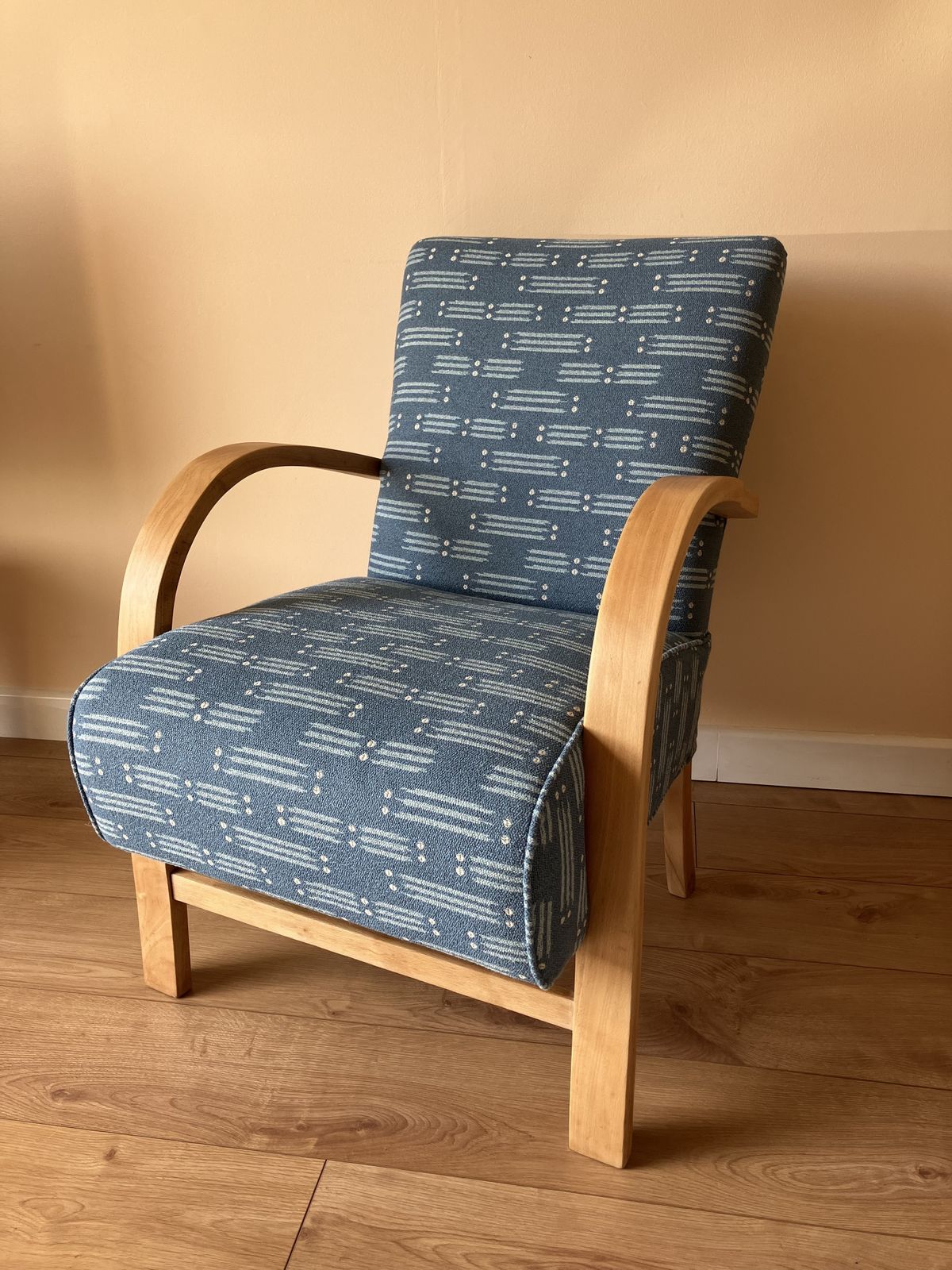 Reupholstered Mid Century Style Bentwood Arm Chair photo furniture