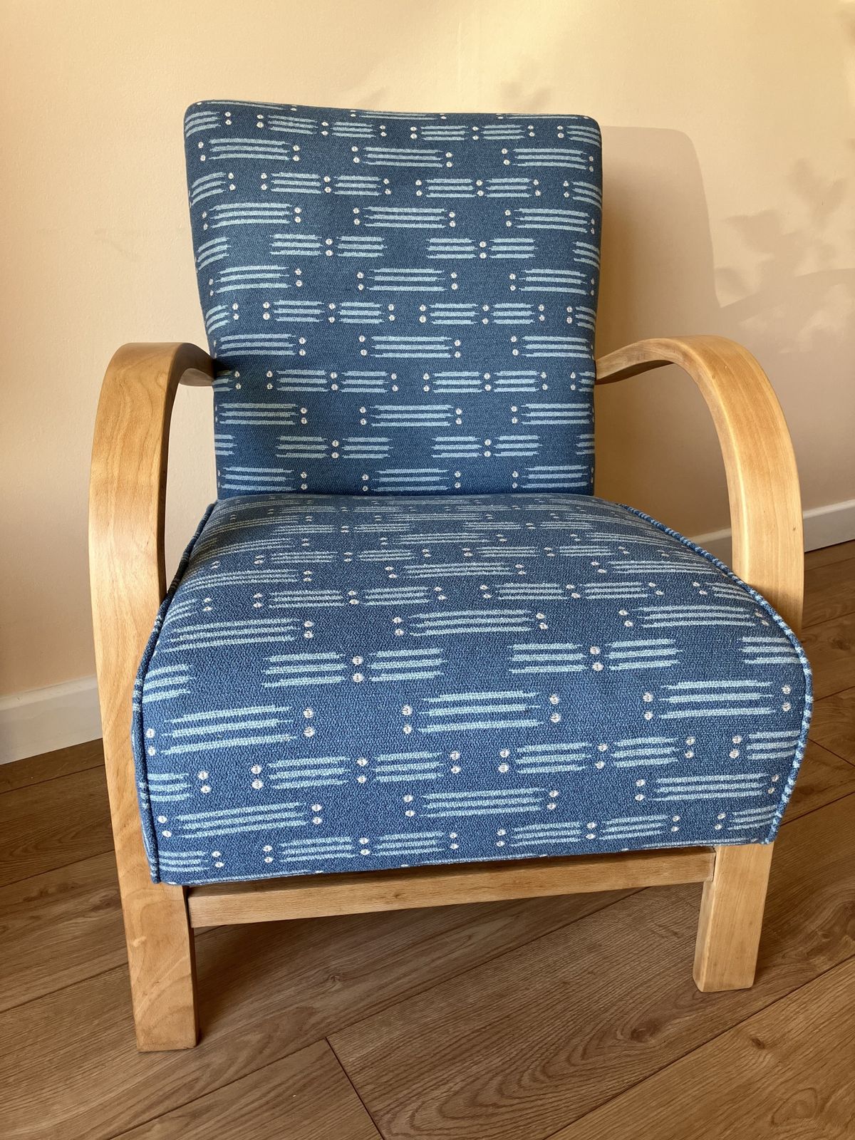 Reupholstered Mid Century Style Bentwood Arm Chair photo Furniture