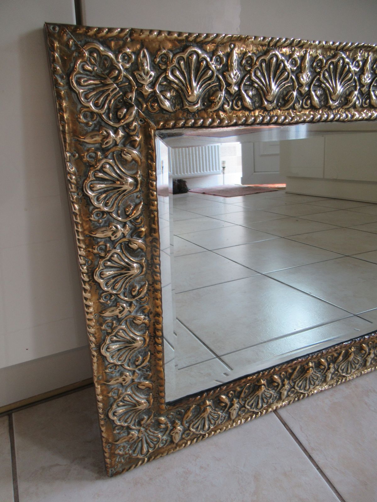 A 1930s Brass Framed  Wall Mirror photo Home Decor