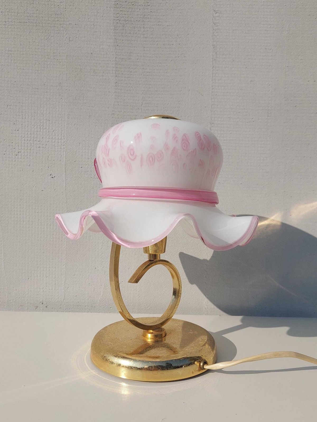 Vintage Murano Table Lamp / Vintage Murano Bedside Lamp / Vintage Murano Lady Hat Table Lamp / Murano / Italy / 1980s photo vinterior
