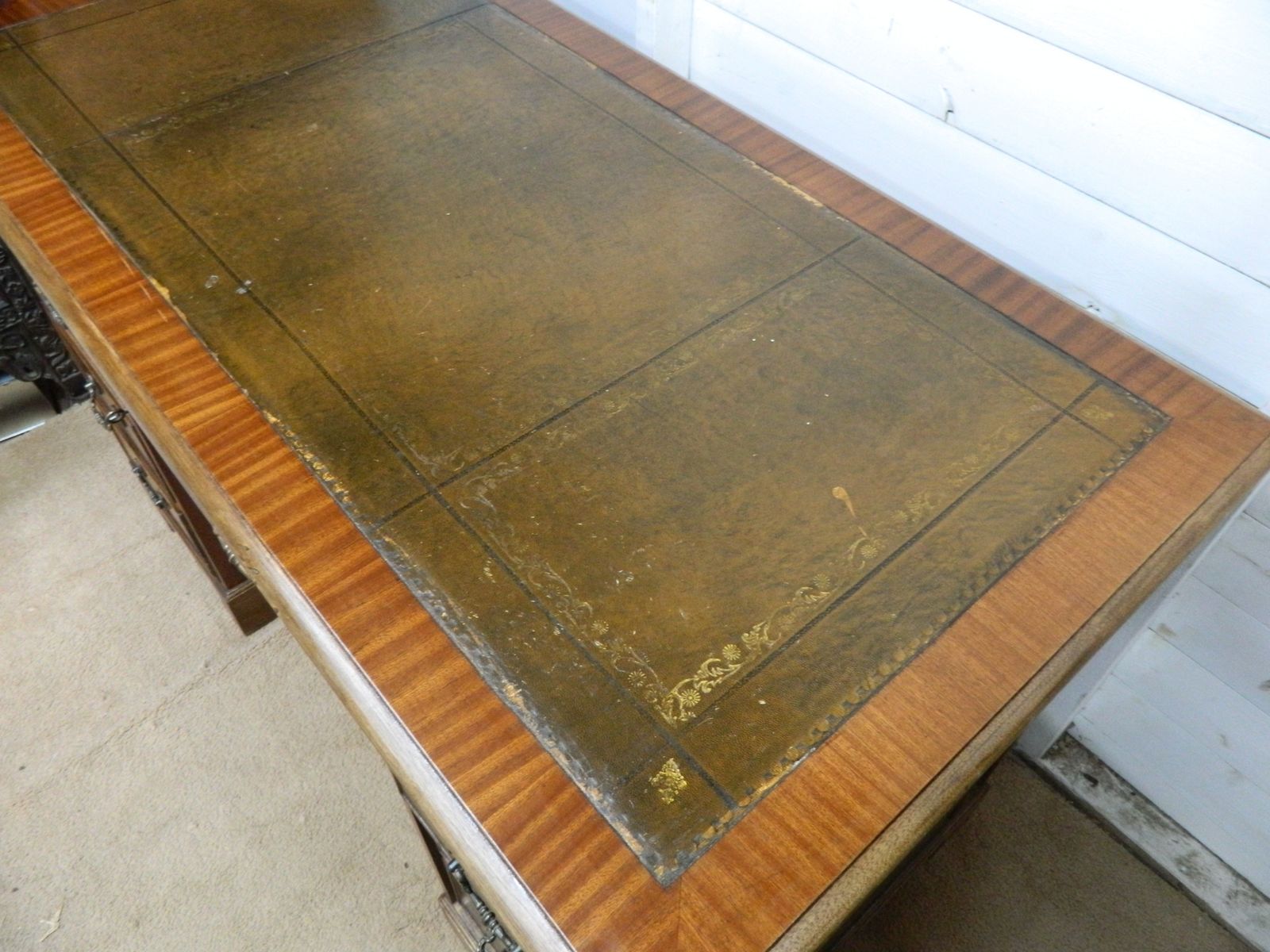 395.0 Vintage Mahogany Pedestal Desk photo