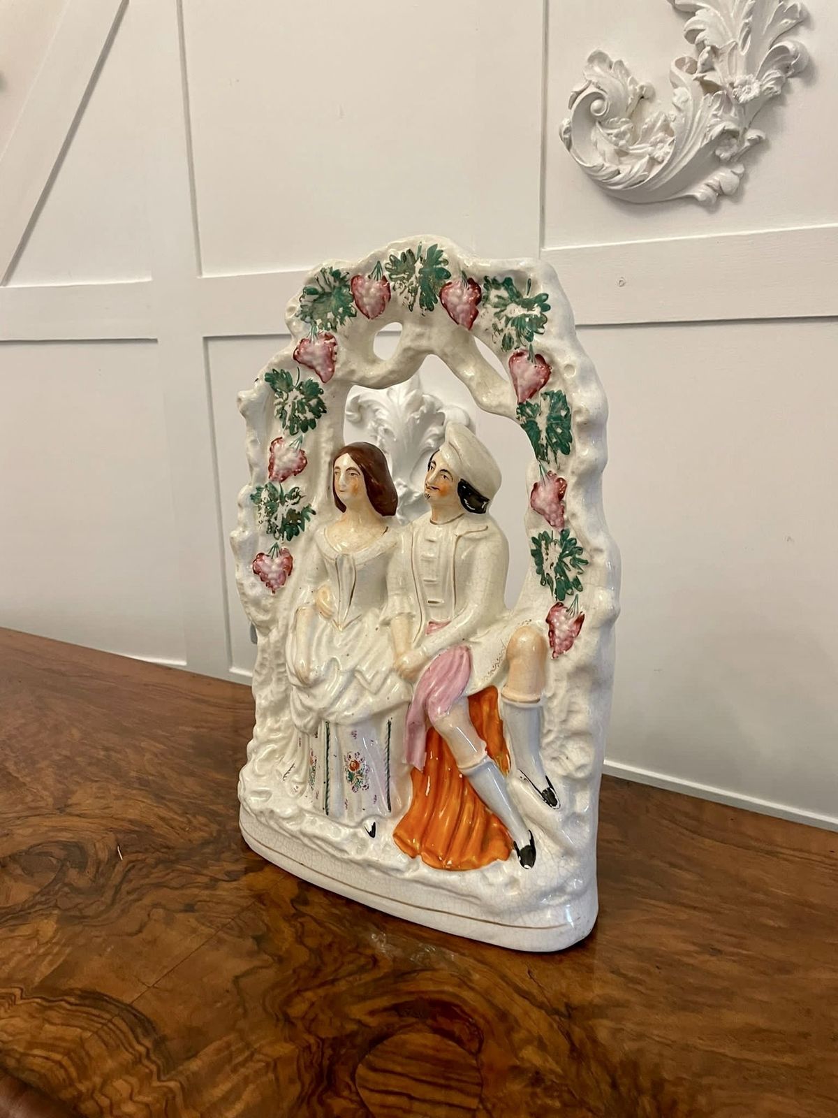 Home Decor Antique 19th Century Staffordshire Flatback Figure Of A Wedding Scene photo