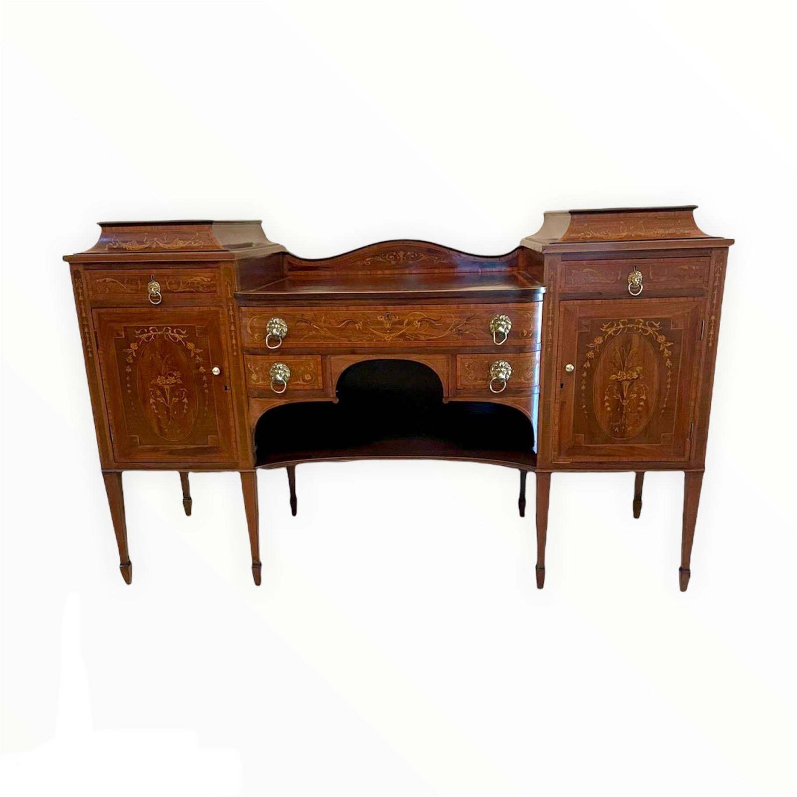 Quality 19th Century Mahogany Inlaid Marquetry Sideboard By Hewetsons, London photo vinterior