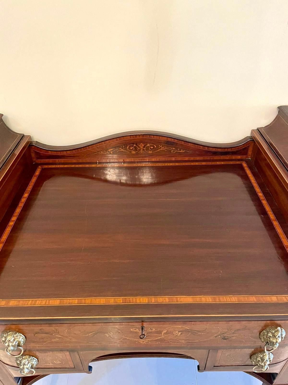 Quality 19th Century Mahogany Inlaid Marquetry Sideboard By Hewetsons, London photo vintage
