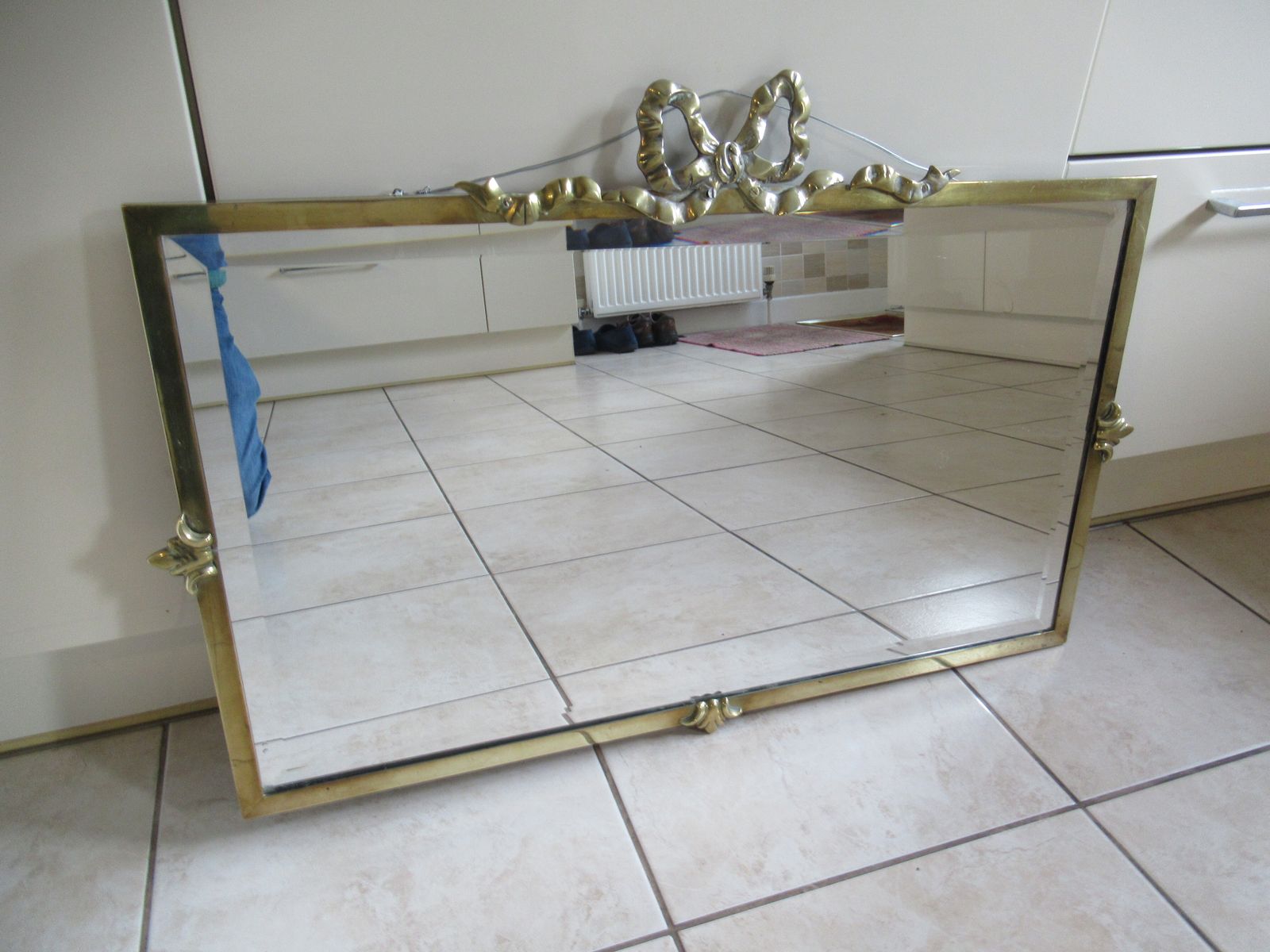A  1920s    Brass Framed  Wall Mirror photo furniture