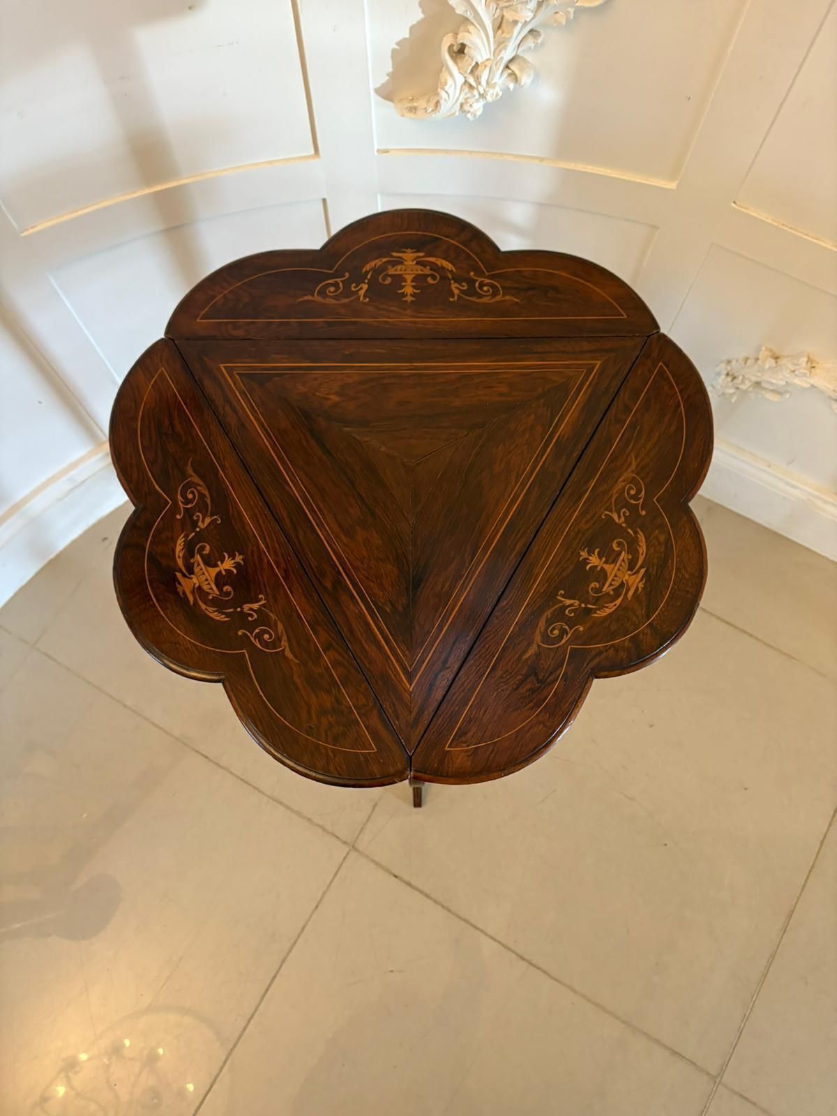 Antique Early 20th Century Rosewood Inlaid Drop Leaf  Side Table photo for sale