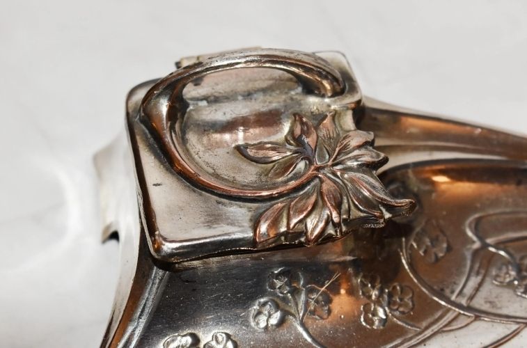 photo furniture Royal Zinn Pen Tray And Inkwell   Stunning Art Nouveau Design Classic
