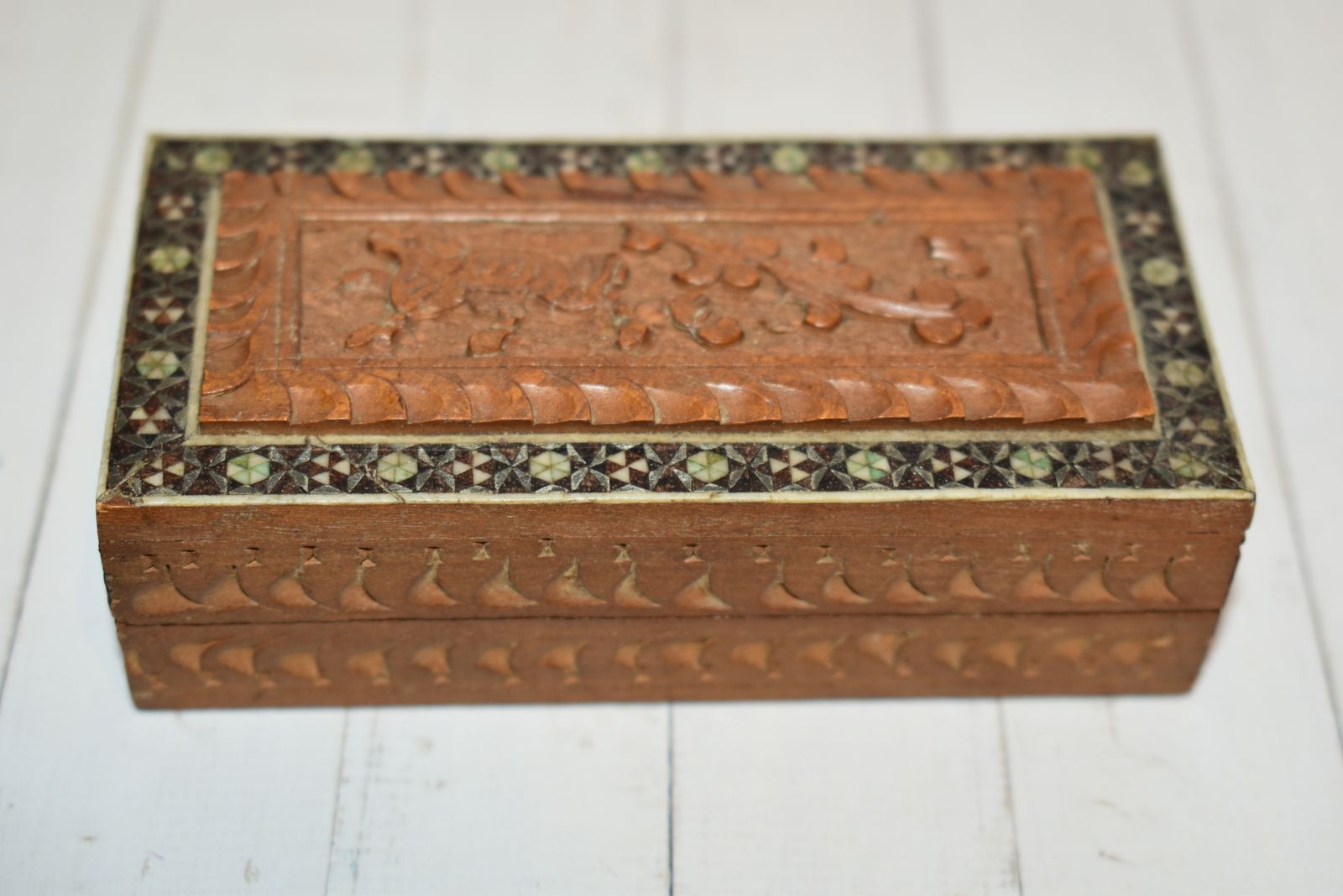 Victorian Jewellery Box   Beautiful Sadeli Inlaid Micro Mosaic Casket With Dried Seahorse! photo Home Decor