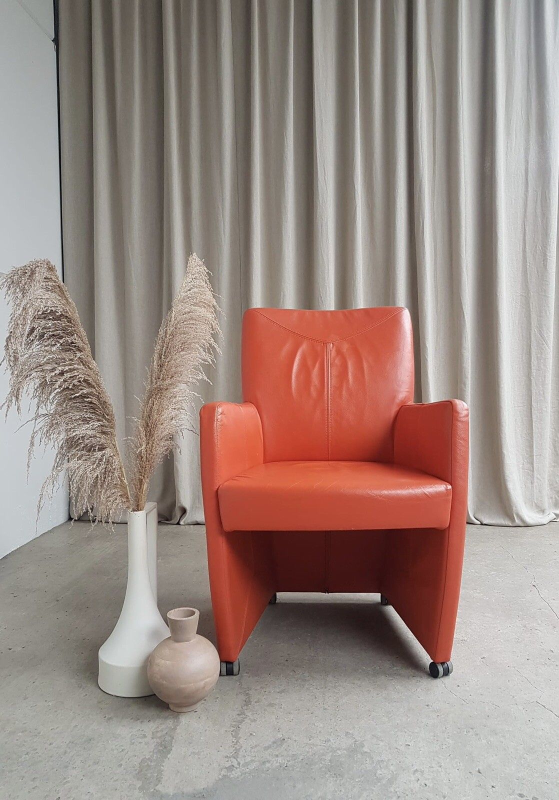 Vtg Late Mid Century Leather Armchair Side Chair By Leolux Modernist Retro R83 photo furniture