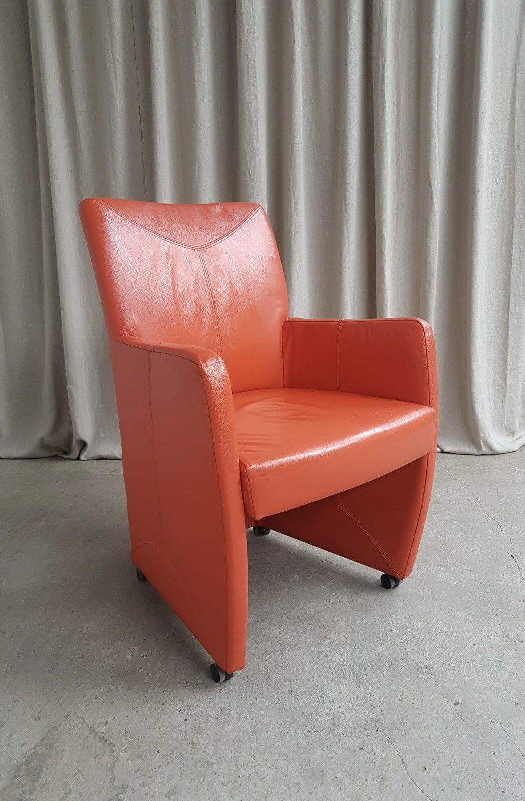 Vtg Late Mid Century Leather Armchair Side Chair By Leolux Modernist Retro R83 photo vintage