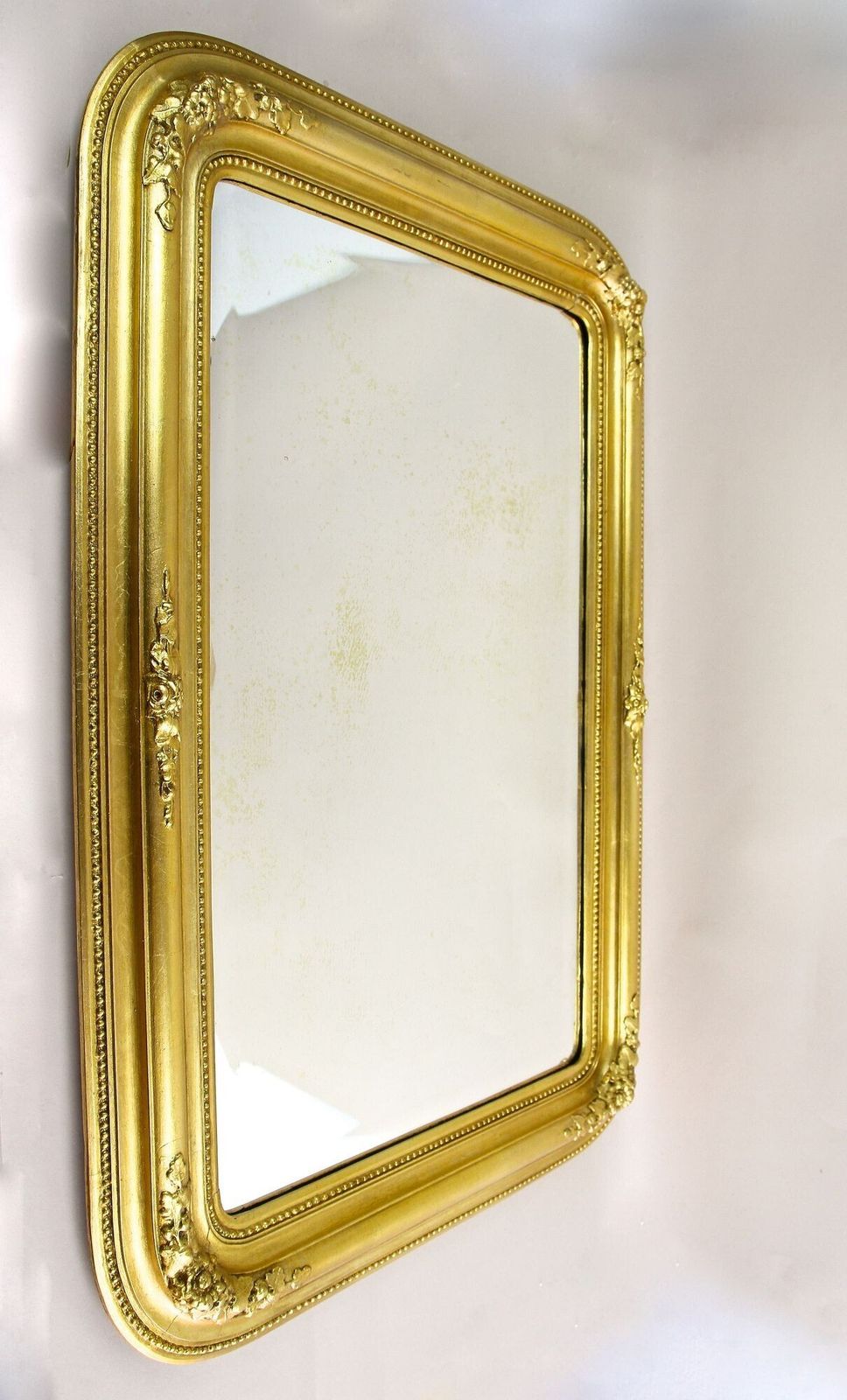 19th Century Golden Biedermeier Wall Mirror With Floral Design, Austria Ca. 1840 photo furniture