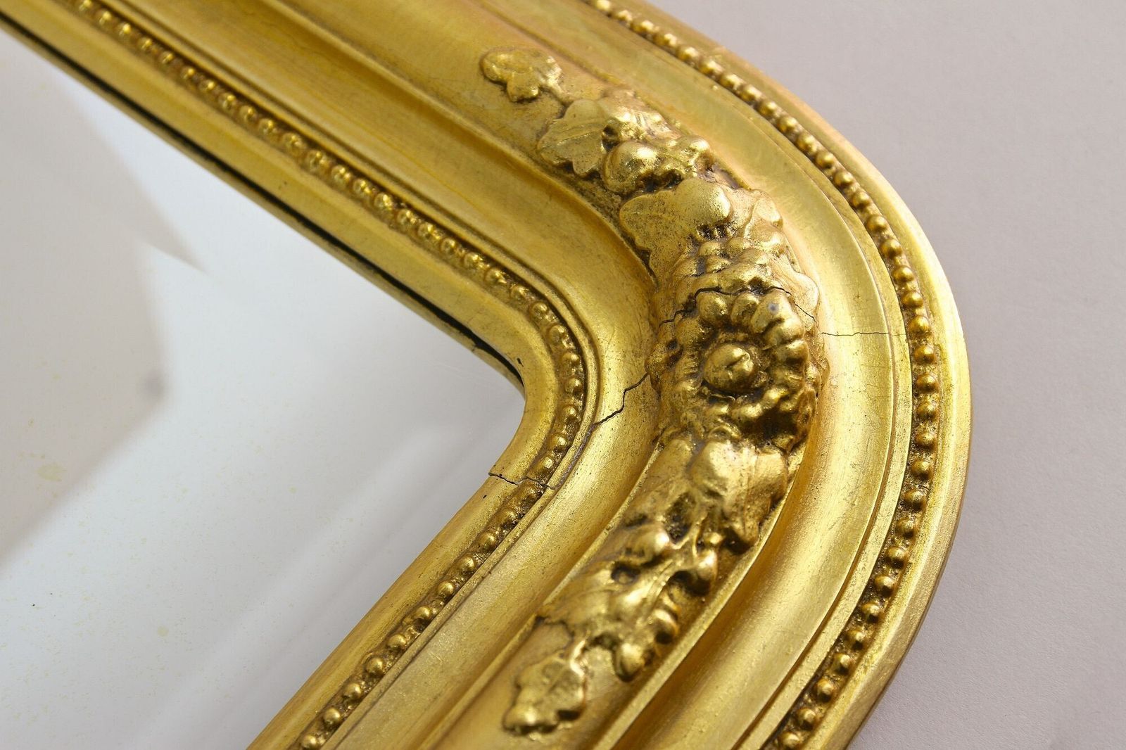 photo vinterior 19th Century Golden Biedermeier Wall Mirror With Floral Design, Austria Ca. 1840